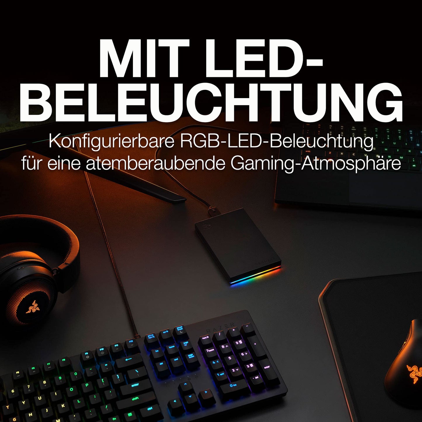 Seagate FireCuda Gaming HDD 1TB, Portable External Hard Drive, PC Gaming, USB 3/2, incl. Data Rescue Service (STKL1000400)