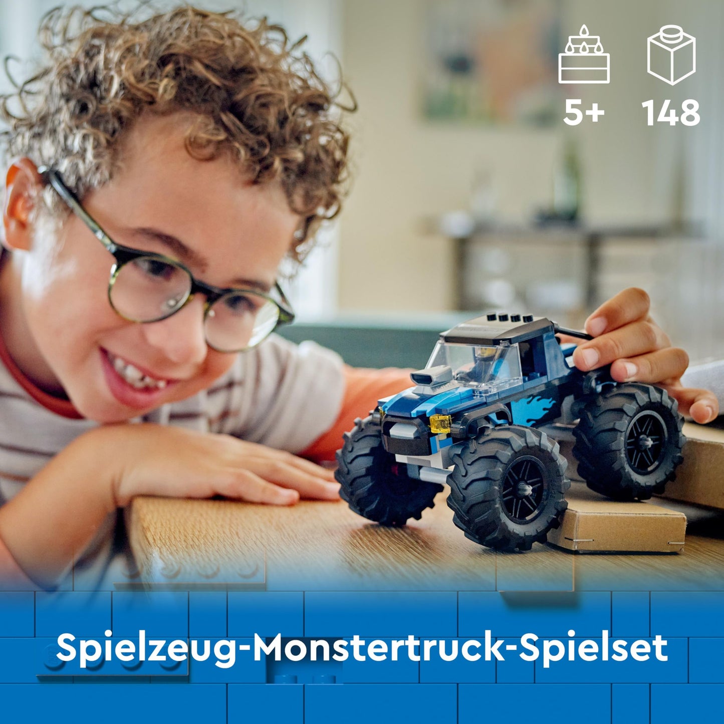 LEGO City Blue Monster Truck Toy for 5 Year Old Boys & Girls, Vehicle Set with Driver Minifigure, Creative Racing Car Toy for Kids, Birthday Gift Idea 60402