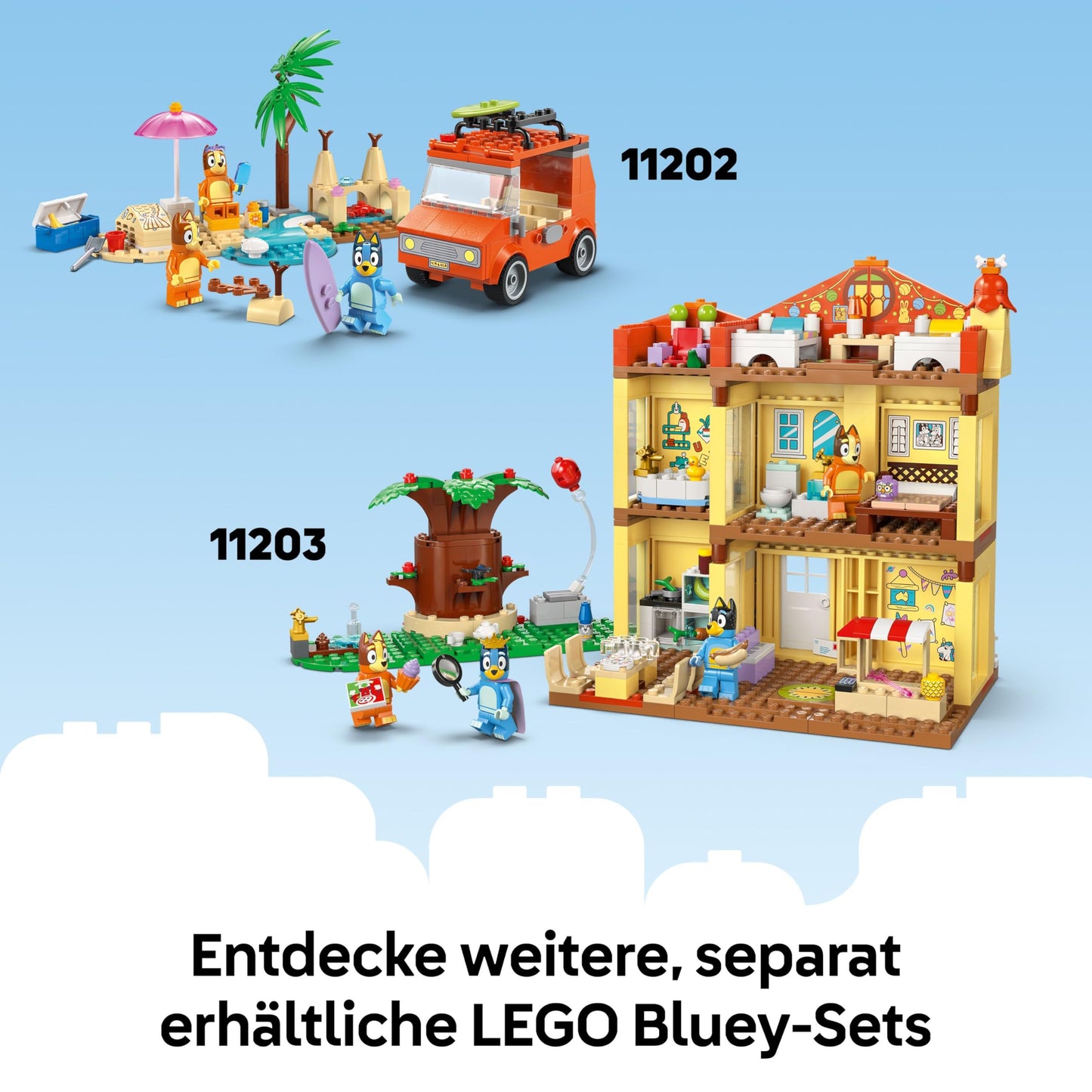 LEGO Bluey Playground Fun with Bluey and Chloe - Toy for 4+ Year Old Girls & Boys - incl. 2 Minifigures, a Functional Pink See-Saw, Slide, Climbing Frame & 3 Plants - Gift for TV Show Fans - 11201