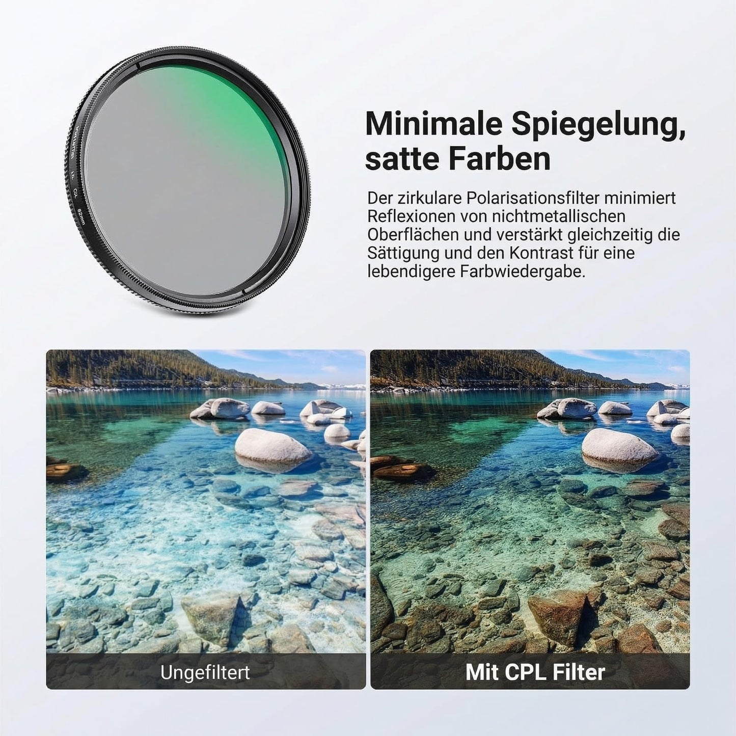 NEEWER 82 mm variable ND+CPL+UV filter set, pack of 3, multi-coated gray filter (ND2-400) circular polarization filter camera lens polarizing filter, photo accessories with carrying case lens caps - NW