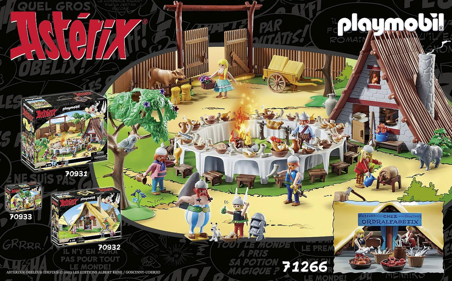 PLAYMOBIL Asterix 71266 Verleihnix's hut, fishmonger Verleihnix and his wife Jellosubmarine, toy for children aged 5 and over