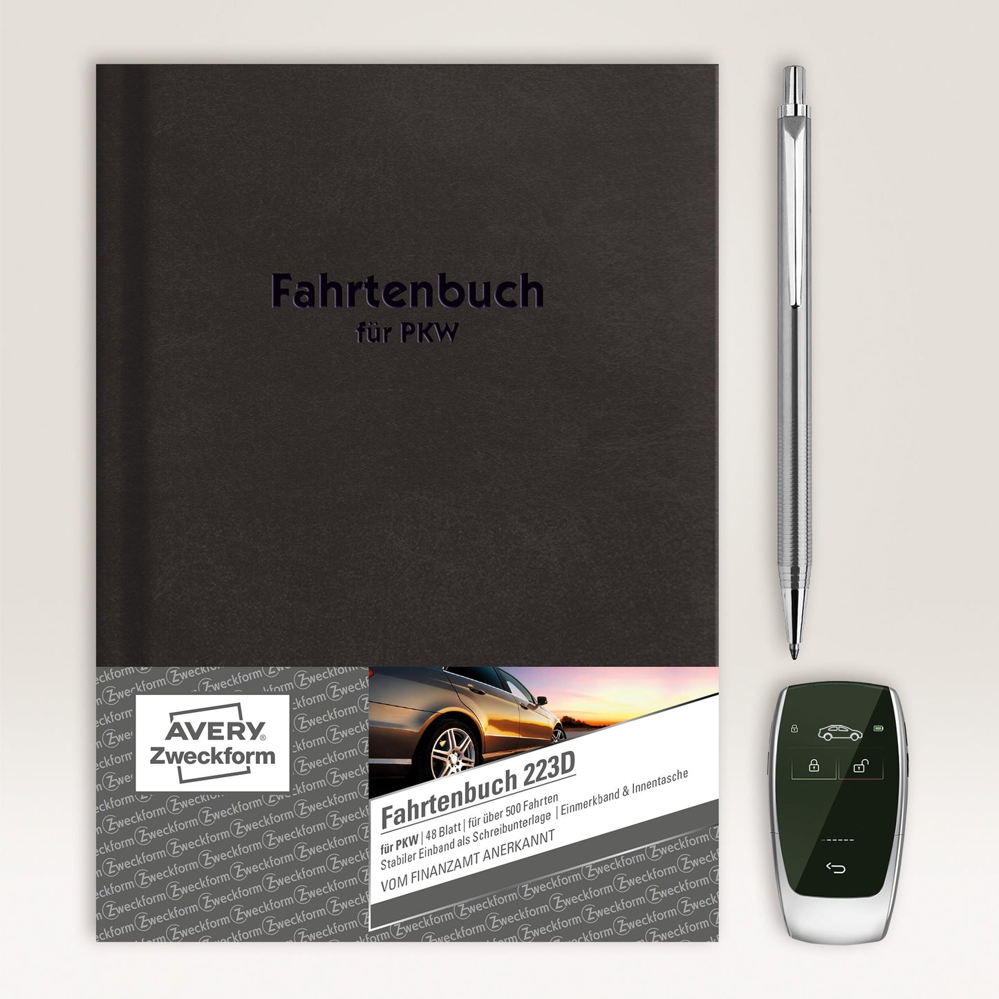 AVERY Zweckform 223D hardcover car logbook (tax office recognized, DIN A5 210x148mm, 96 pages|506 trips, Germany & Austria, delimitation of private/business trips) 1 piece