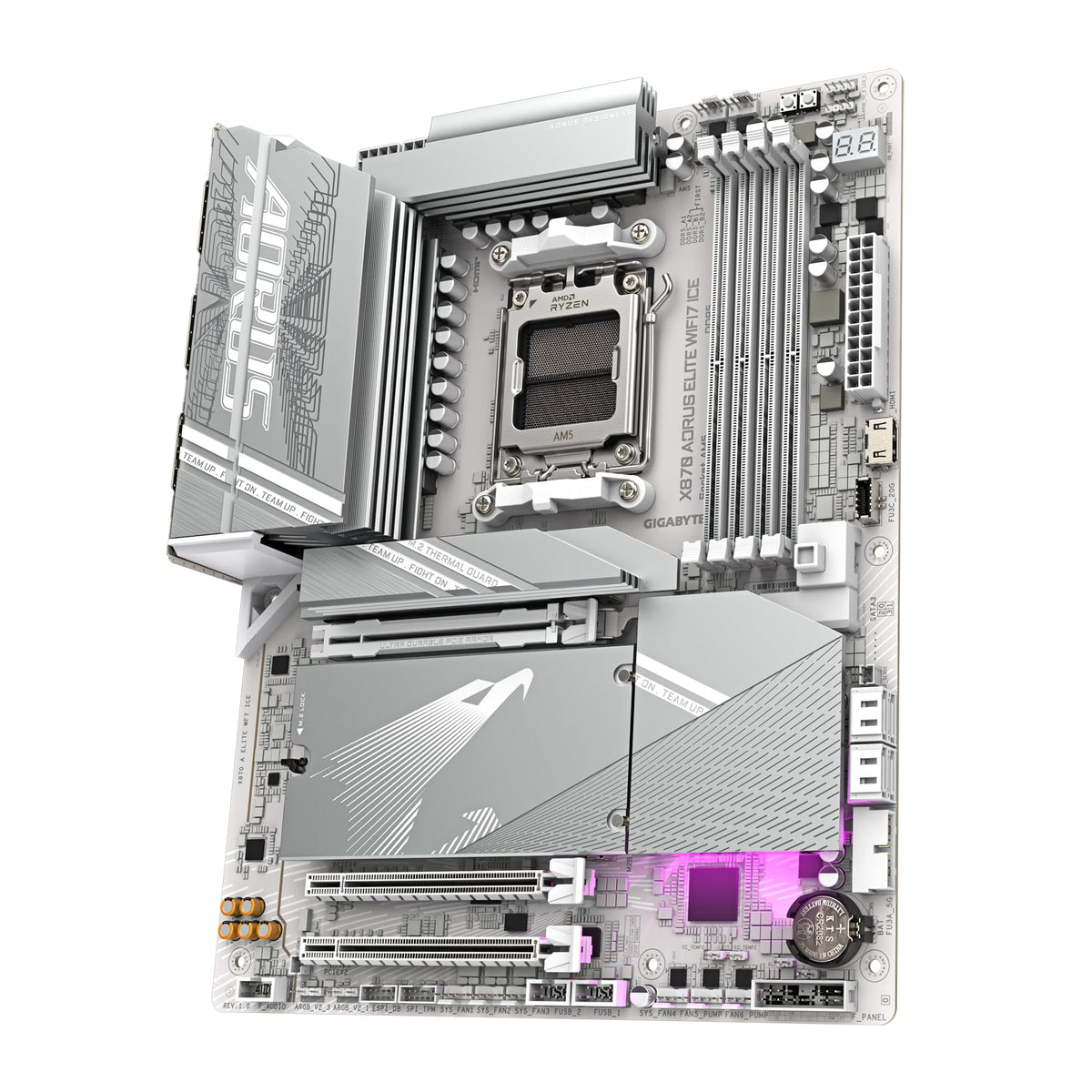 GIGABYTE X870 A Elite WIFI7 Ice Motherboard - Supports AMD Ryzen 9000 CPUs, digital 16+2+2 phase VRM, up to 8000MHz DDR5 (OC), 3xPCIe 5.0, Wi-Fi 7, 2.5GbE LAN, USB 4