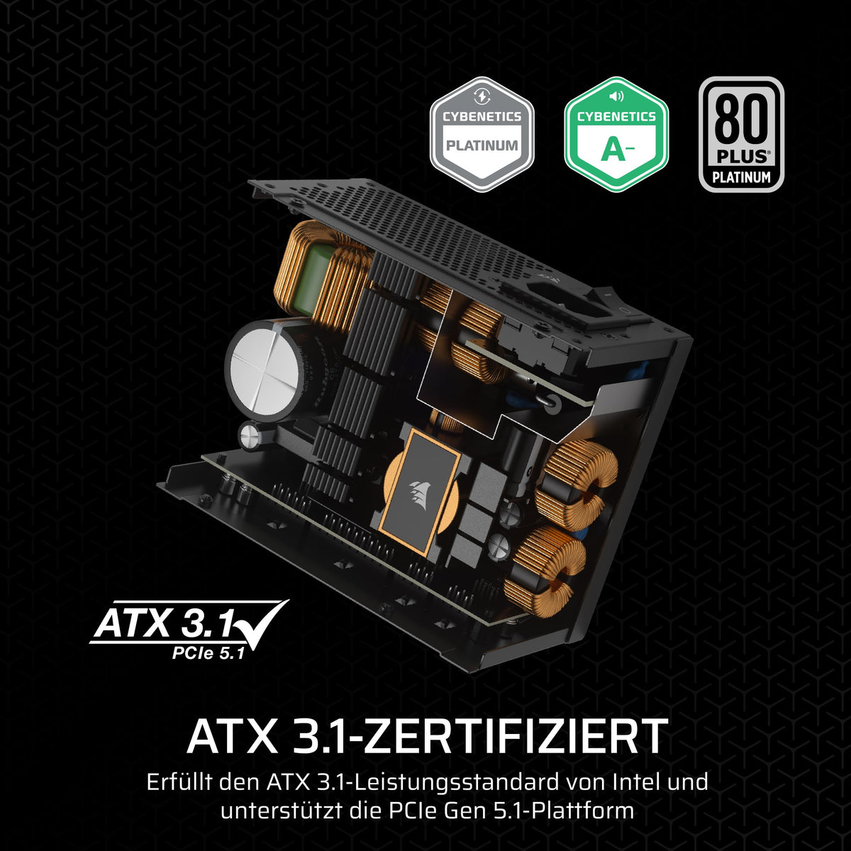 CORSAIR SF750 (2024) Sursă de alimentare ATX complet modulară, silențioasă, 80 PLUS Platinum – Compatibilă cu ATX 3.1 – Capabilă PCIe 5.1 – Suport SFX-to-ATX inclus – Negru - CP-9020284-EU