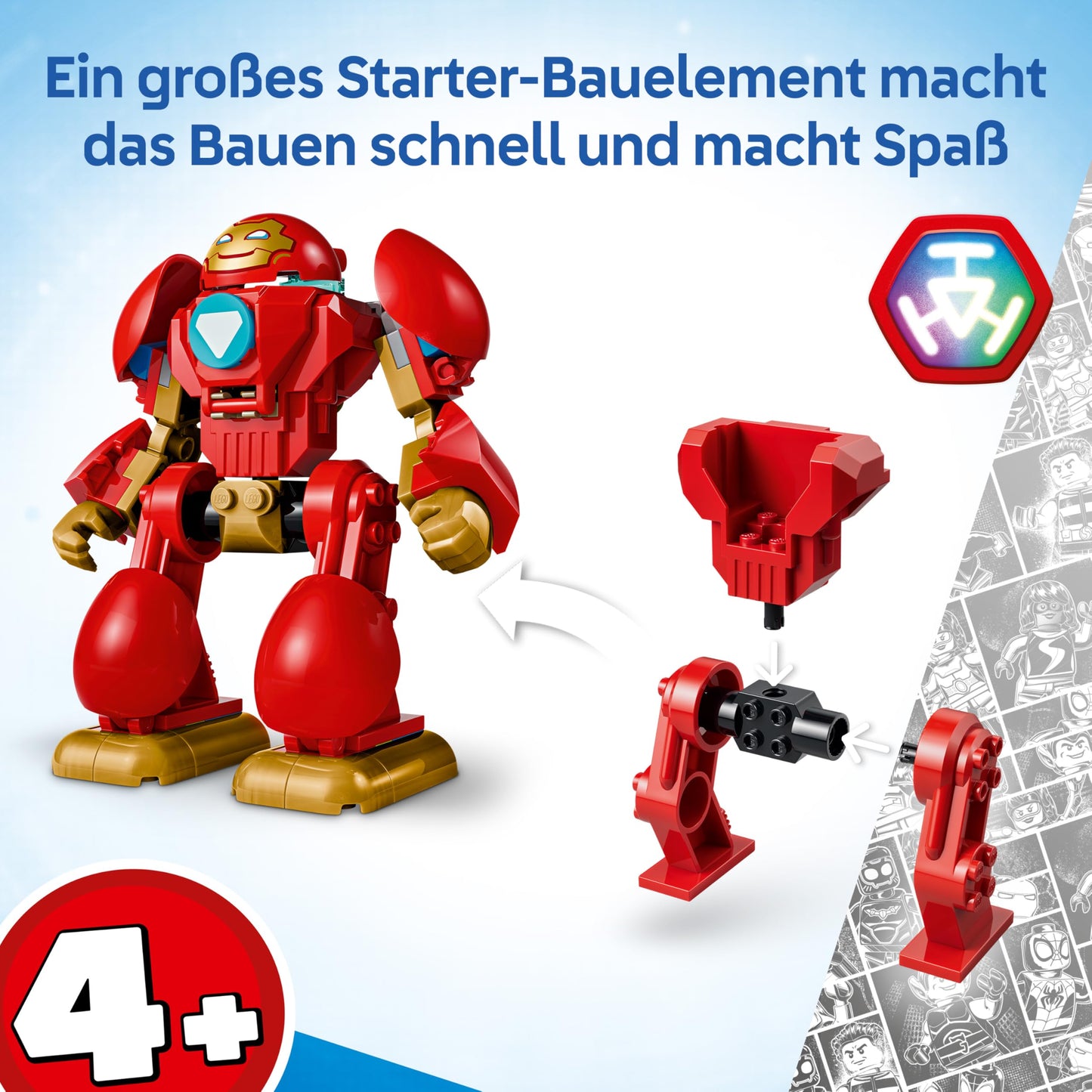 LEGO ǀ Marvel Iron Man and his fantastic friends Ultron vs. Iron Man - superhero toy with mech action figure & 2 minifigures - gift for boys aged 4 and up & fans of the series - 11209