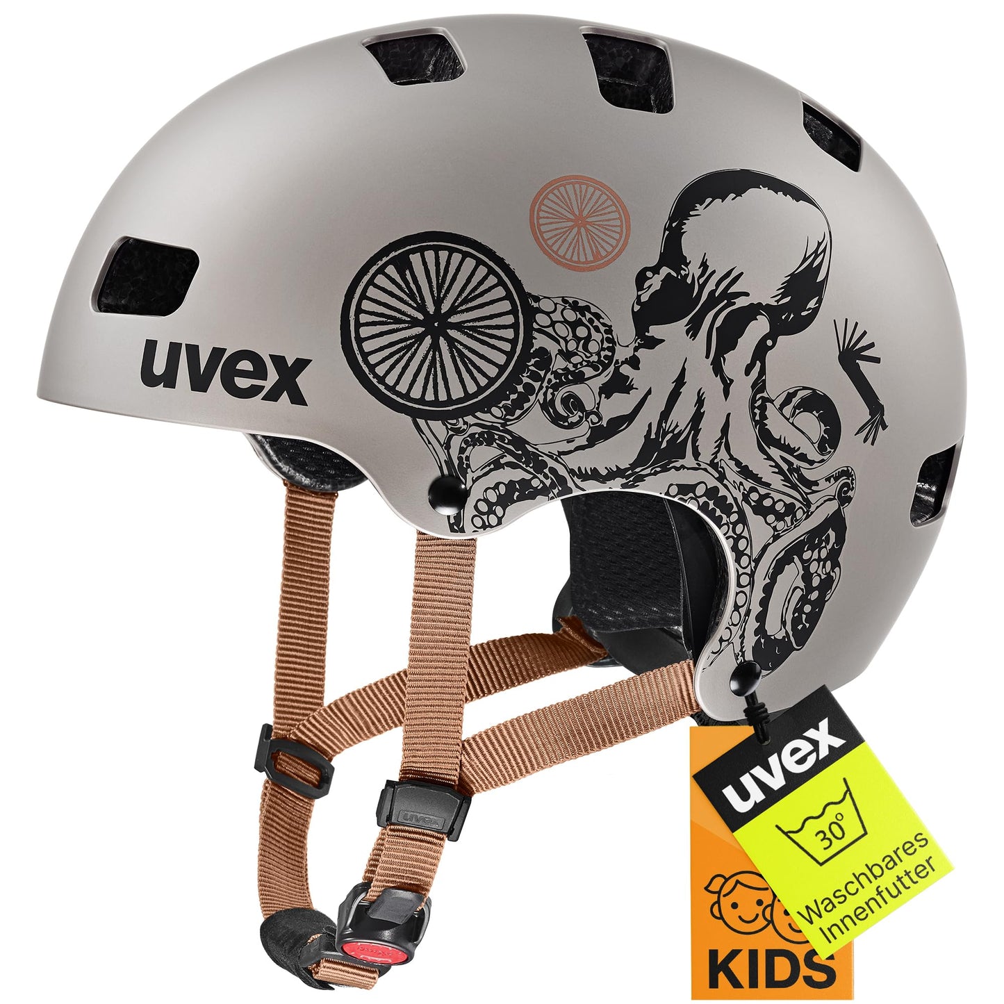 uvex Kid 3 cc - robust children's helmet for children - individual size adjustment - optimized ventilation - Oak Brown-Octopus matt - 55-58 cm - S414972