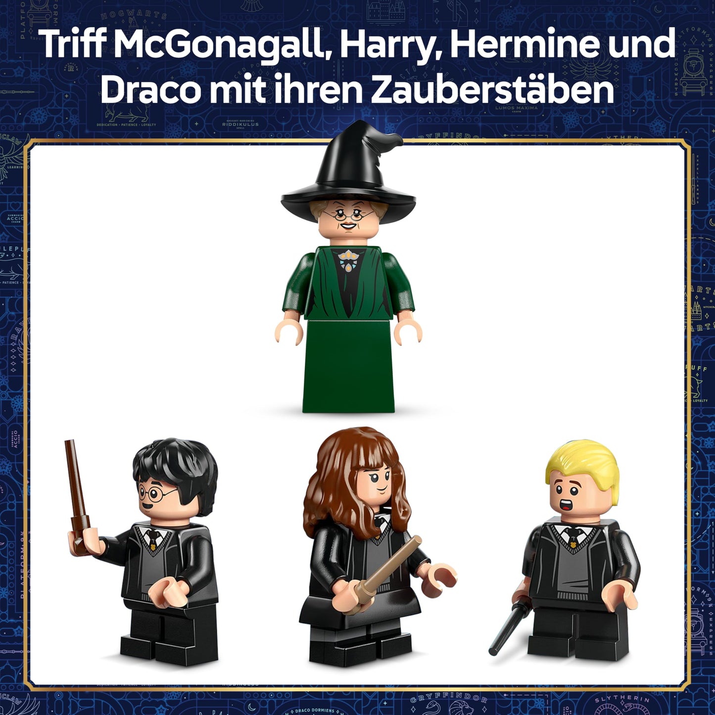 LEGO Harry Potter Hogwarts Castle: Sorting Hat Selection Ceremony - Patronus, Hermione and Draco Malfo minifigures with wands, spinning wheel - Gift for children aged 7 and up - 76460