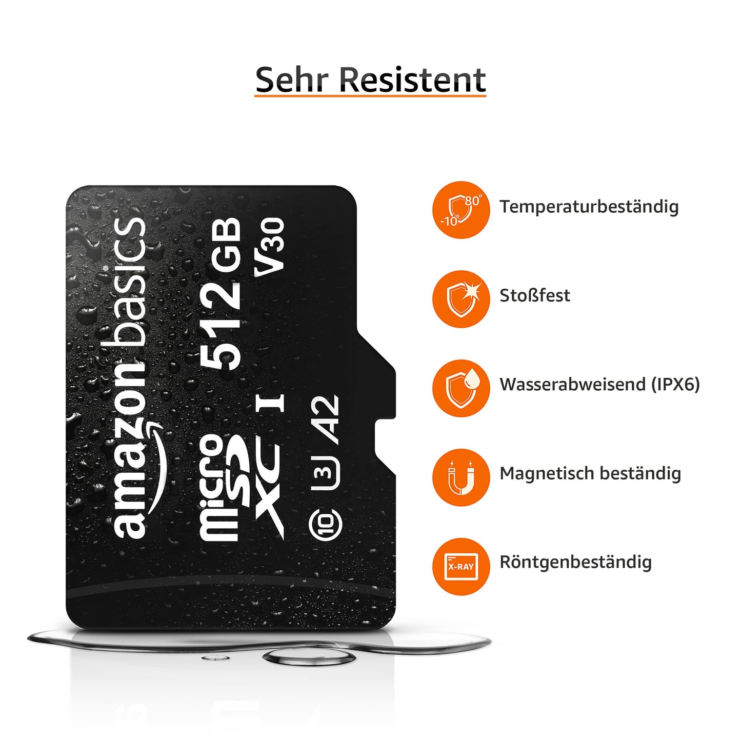 Amazon Basics microSDXC Memory Card with Full Size Adapter A2 U3 Read Speed up to 100MB/s 512GB Black - LSMICRO512GU3