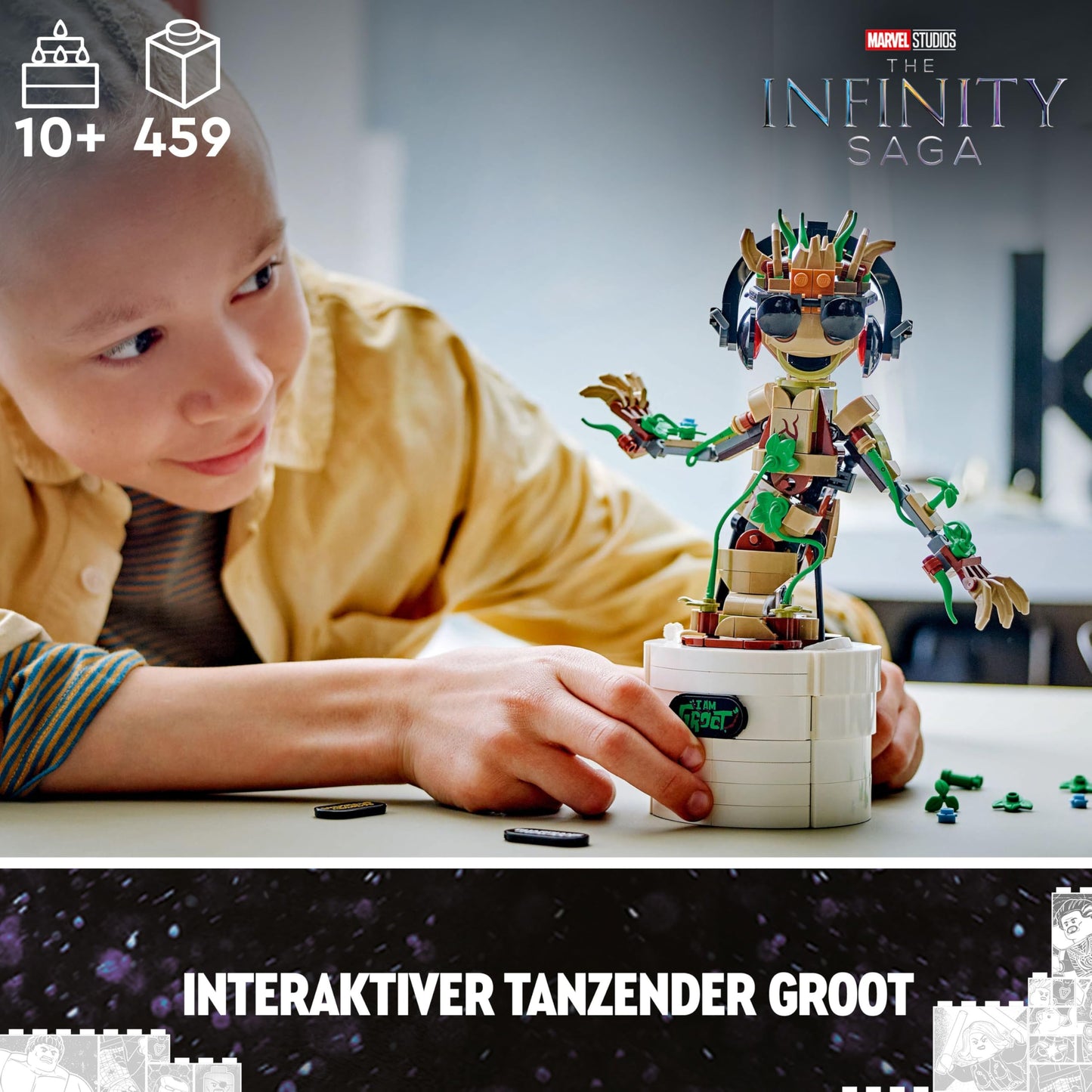 LEGO | Marvel Dancing Groot - Animated Minifigure of a Character from Guardians of the Galaxy - Interactive Playset - Creative Toy - Superhero Gift for Boys and Girls - 76297