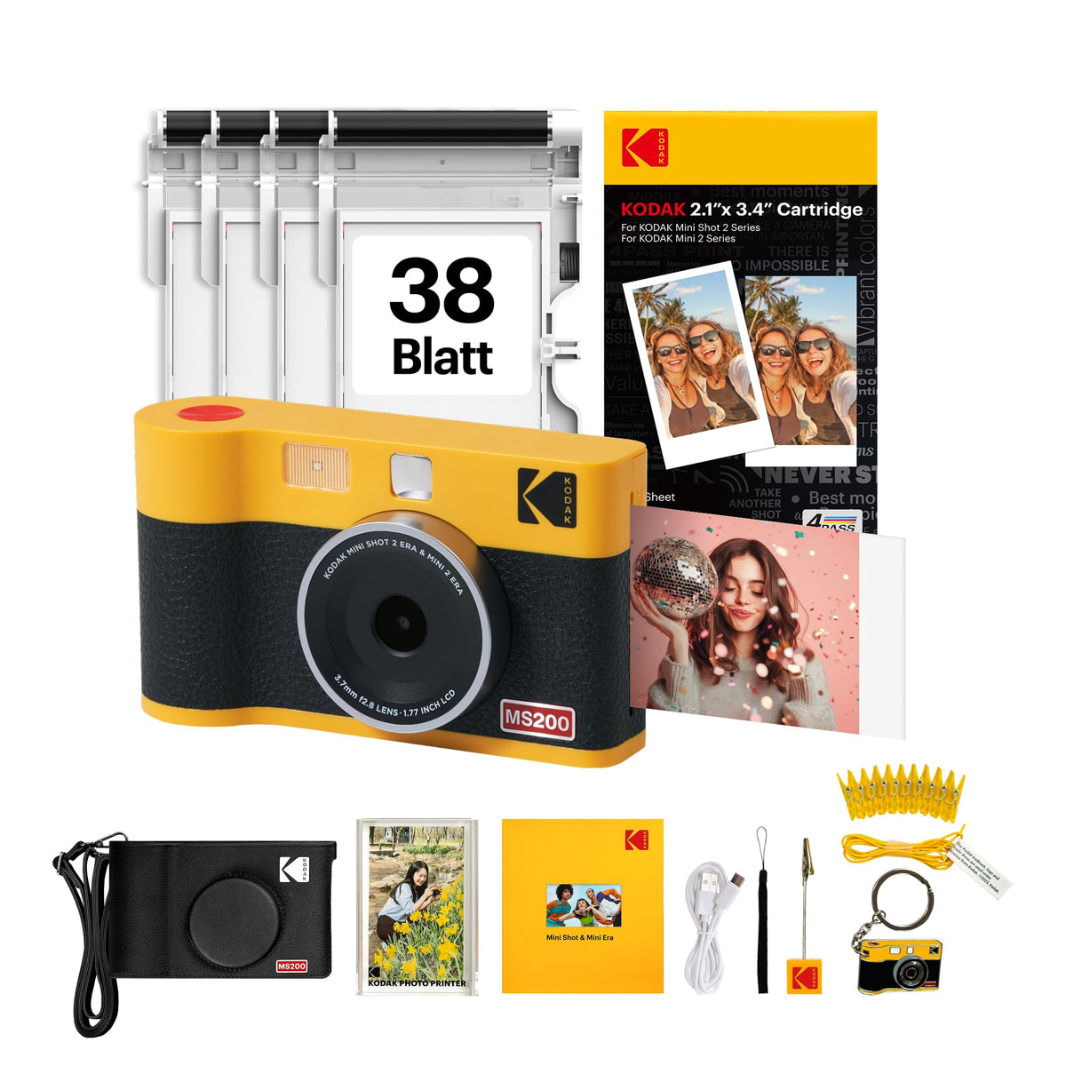 KODAK Mini Shot 2 ERA 5x7.6cm instant camera, accessory set, yellow - PM00-149A