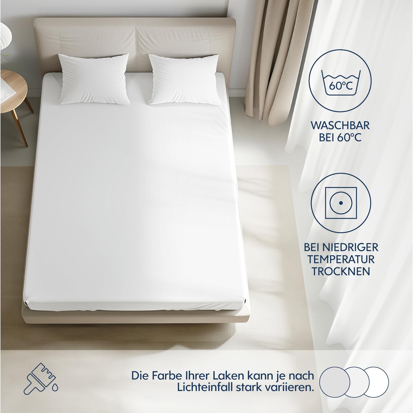 Dreamzie Premium fitted sheet 180x200 cm, fitted sheet for thick mattresses up to 27 cm, bed sheet 100% jersey cotton, 150 g/m², Oeko-TEX certified - white - 3701217634985