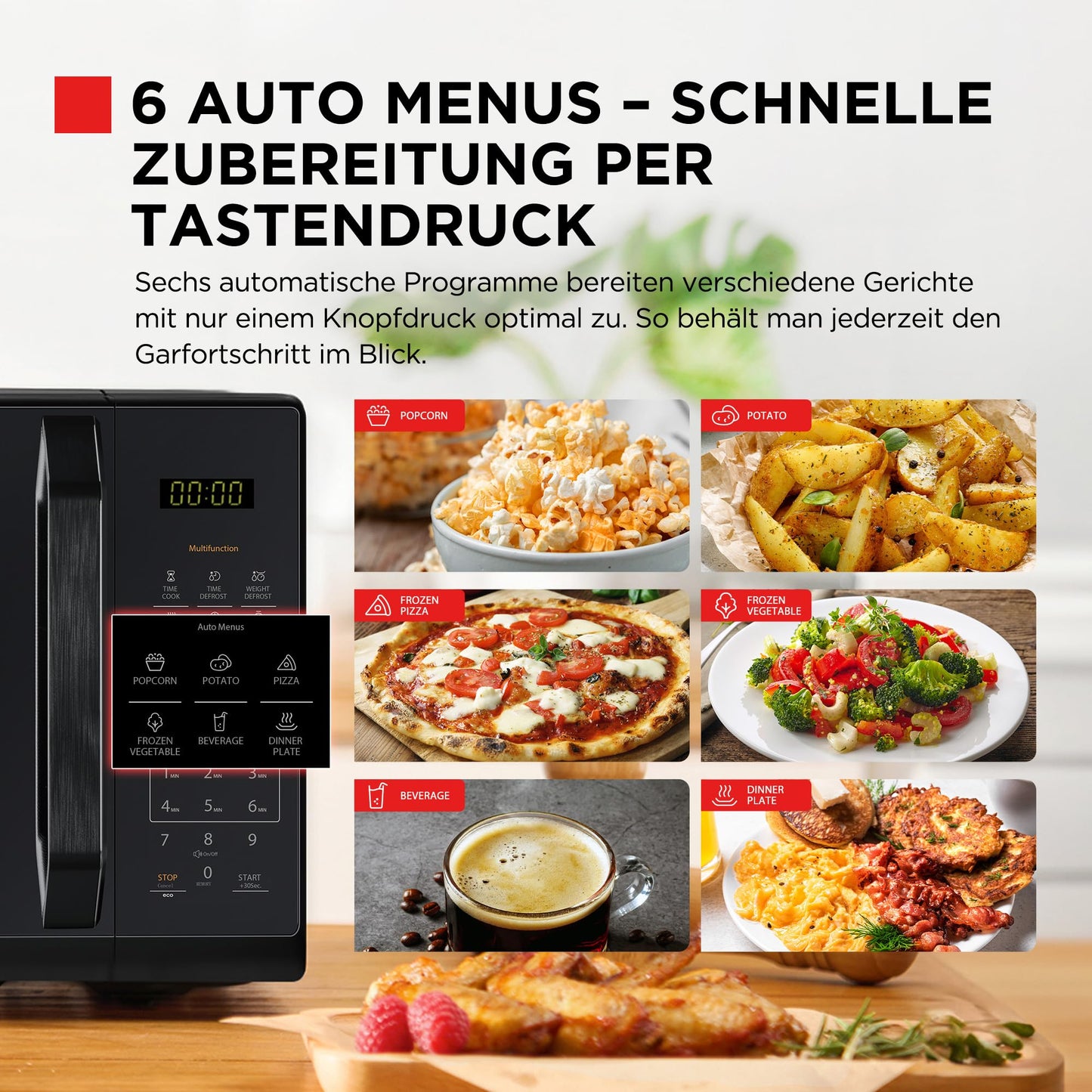 TOSHIBA Multifunctional microwave in mirror black | 20 liters | 800W | Digital solo small microwave with 11 power levels | 6 automatic programs | Express cooking function | Defrosting | MW3-EM20PE (BM) - MW3-EM20PE(BM)