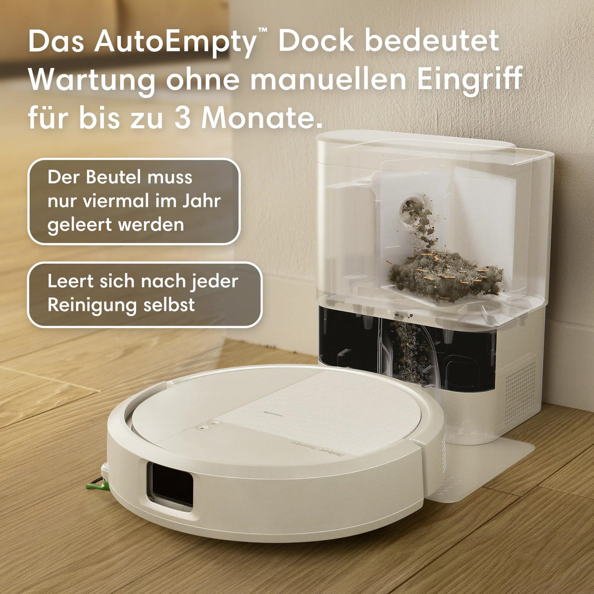 iRobot Roomba® 115 Combo Robot de aspirare și mop + Stație AutoEmpty™, putere de aspirație de 15k Pa, perii și pad de ștergere incluse, navigare cu Clearview™ LiDAR, Alb - Y454240