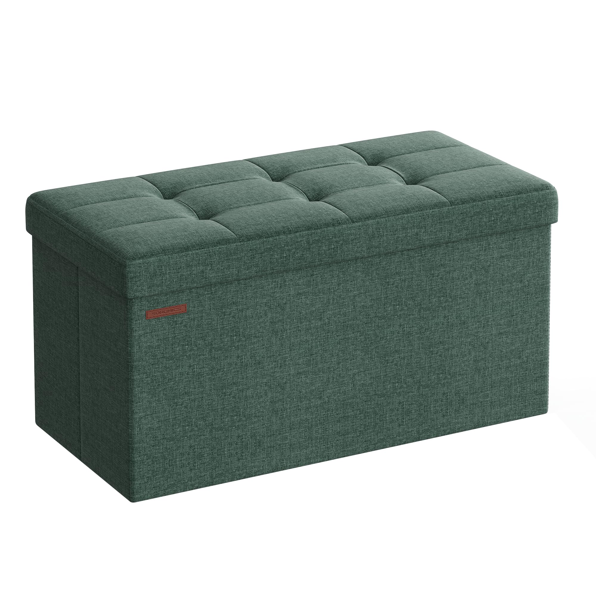 SONGMICS stool with storage space, folding bench, 38 x 76 x 38 cm footstool, storage box, loads up to 300 kg, for living room, bedroom, hallway, vintage green LSF047C01 - 6955880314393