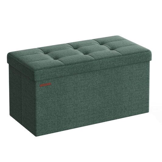 SONGMICS stool with storage space, folding bench, 38 x 76 x 38 cm footstool, storage box, loads up to 300 kg, for living room, bedroom, hallway, vintage green LSF047C01 - 6955880314393
