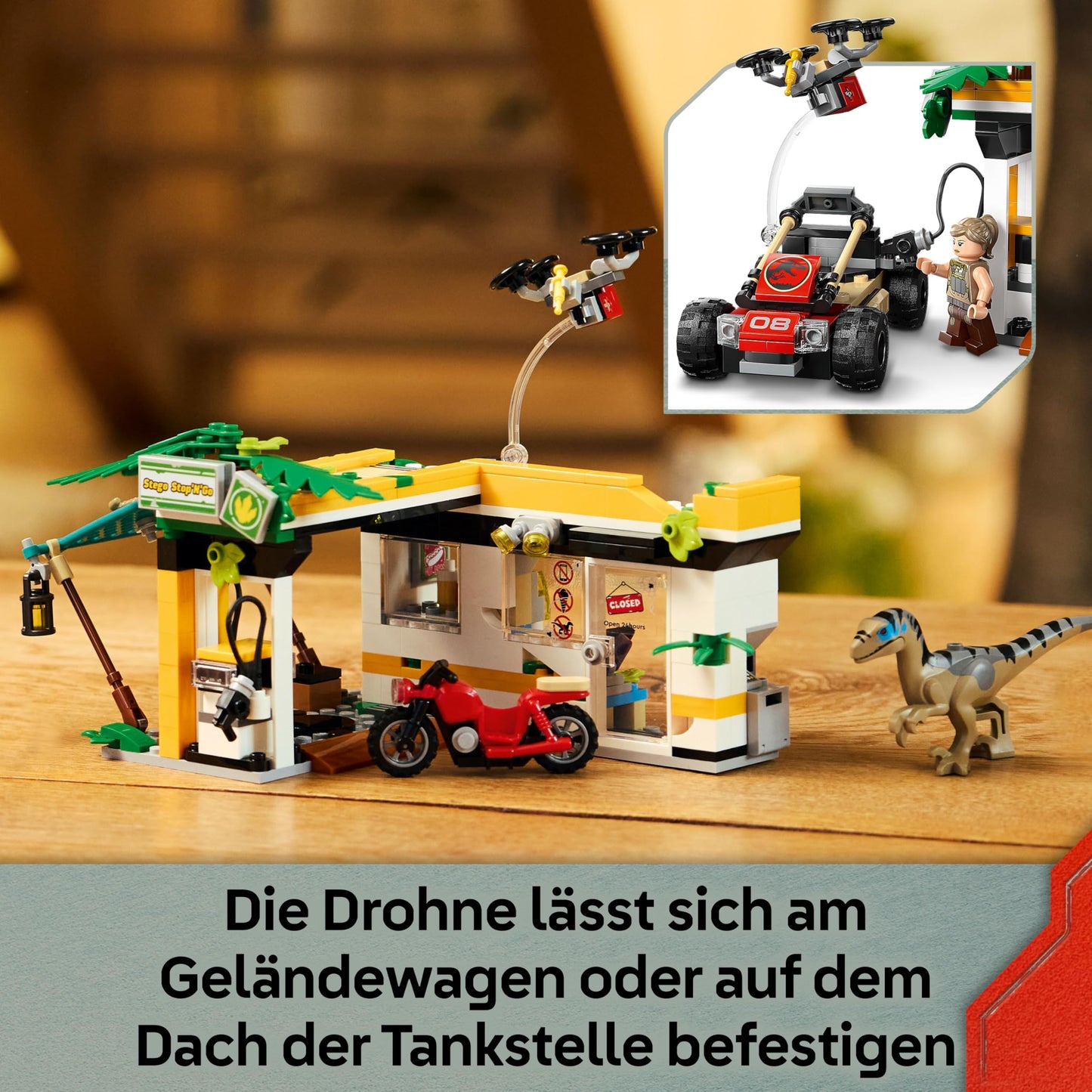 LEGO Jurassic World Raptor & Titanosaurus: Great Tracking - 2 toy dinosaur figures, an off-road vehicle, a motorcycle and 3 minifigures - gift for boys and girls aged 7 and up - 76973