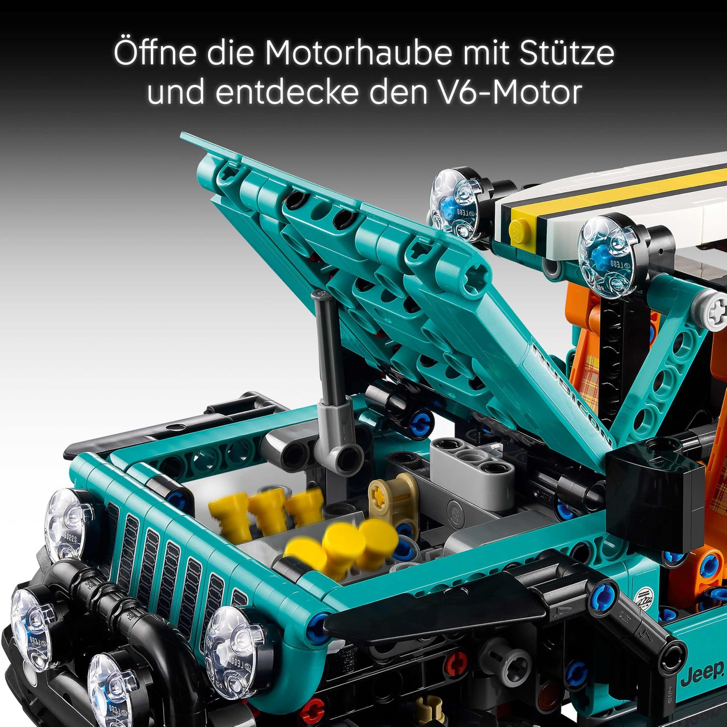 LEGO Technic Jeep Wrangler Rubicon off-road vehicle - off-road toy vehicle model building with V6 engine, steering and suspension - STEM birthday gift for boys aged 10 and over - 42227