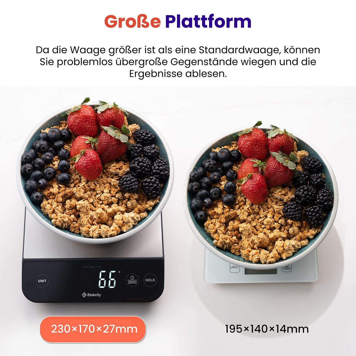 Etekcity 10kg Digital Kitchen Scale - Stainless Steel Kitchen Scale with USB Charging - EKS-L221