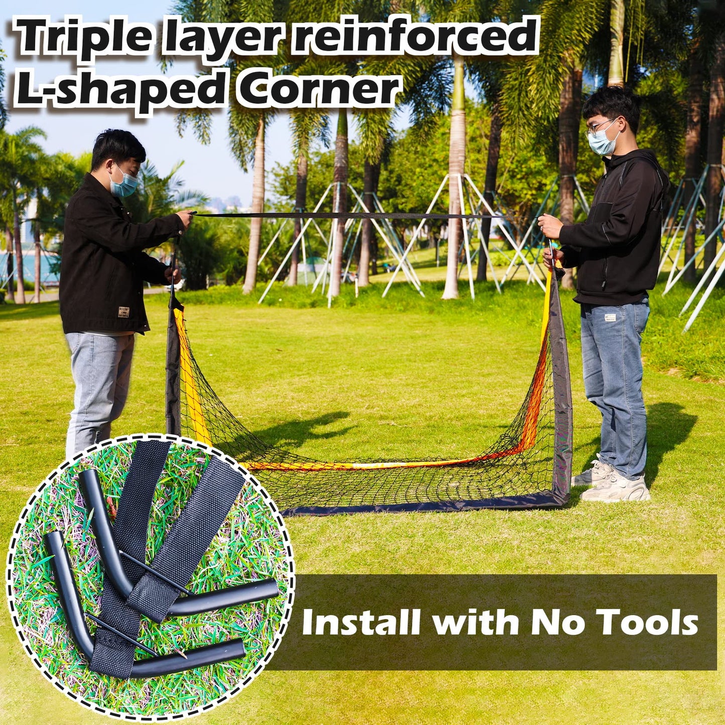Happy Jump Pop-Up Football Goal - 150x110 cm, 1 goal, orange | Foldable Fiberglass Goal for Kids & Adults | Ideal for gardens and parks - A220521BQ1