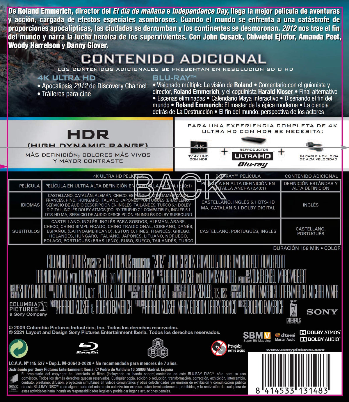 2012 (4K UHD + BD) - BD - 8414533131483