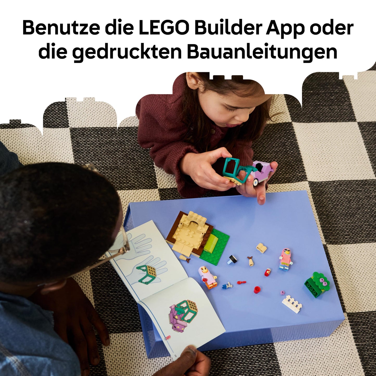 LEGO Bluey Grandmas with Bingo and Bluey - educational toy with car, 2 minifigures & garden - Montessori set - birthday gift for girls and boys aged 4 and over - 11216
