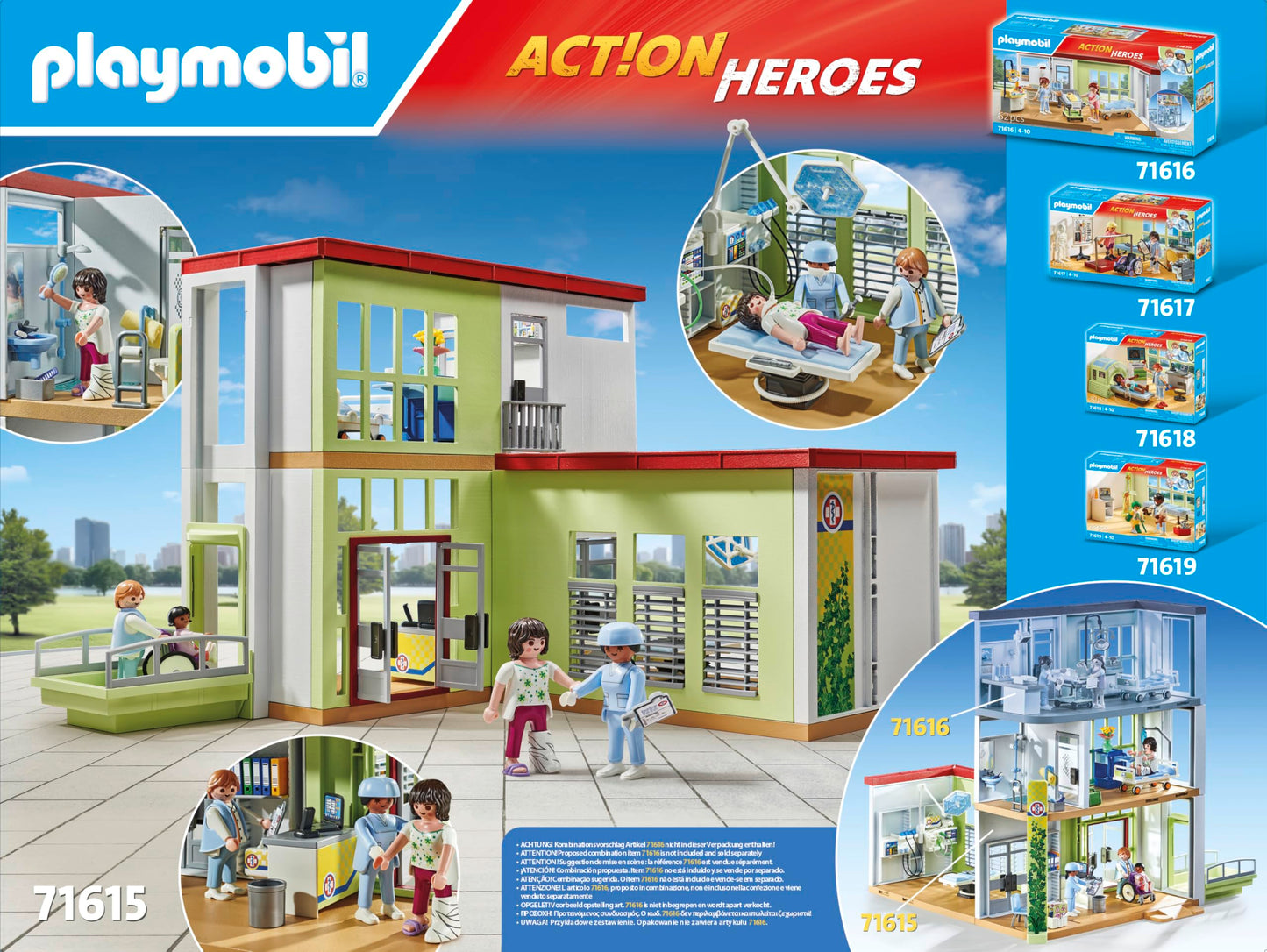 PLAYMOBIL | My Life | Modern Hospital | With four figures, medical devices and accessories | Made from over 80% recycled and bio-based materials | For children aged 4 and over | 71615