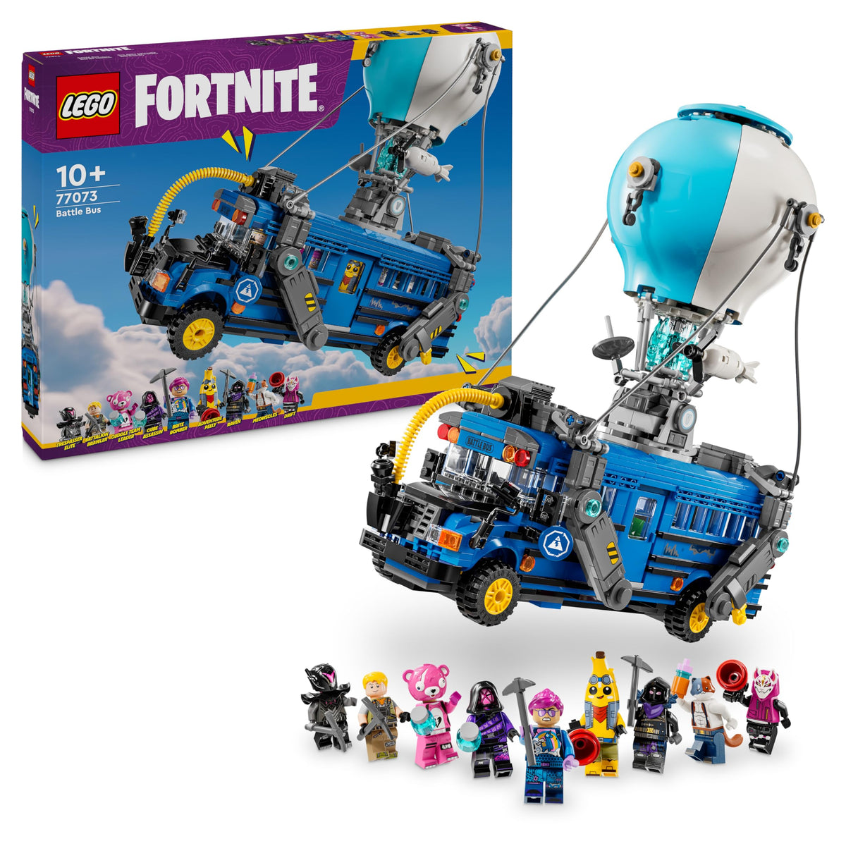 LEGO Fortnite Battle Bus, toy from the video game with minifigures, gift for gaming fans aged 10 and up, vehicle building set for kids, creative birthday gift - 77073