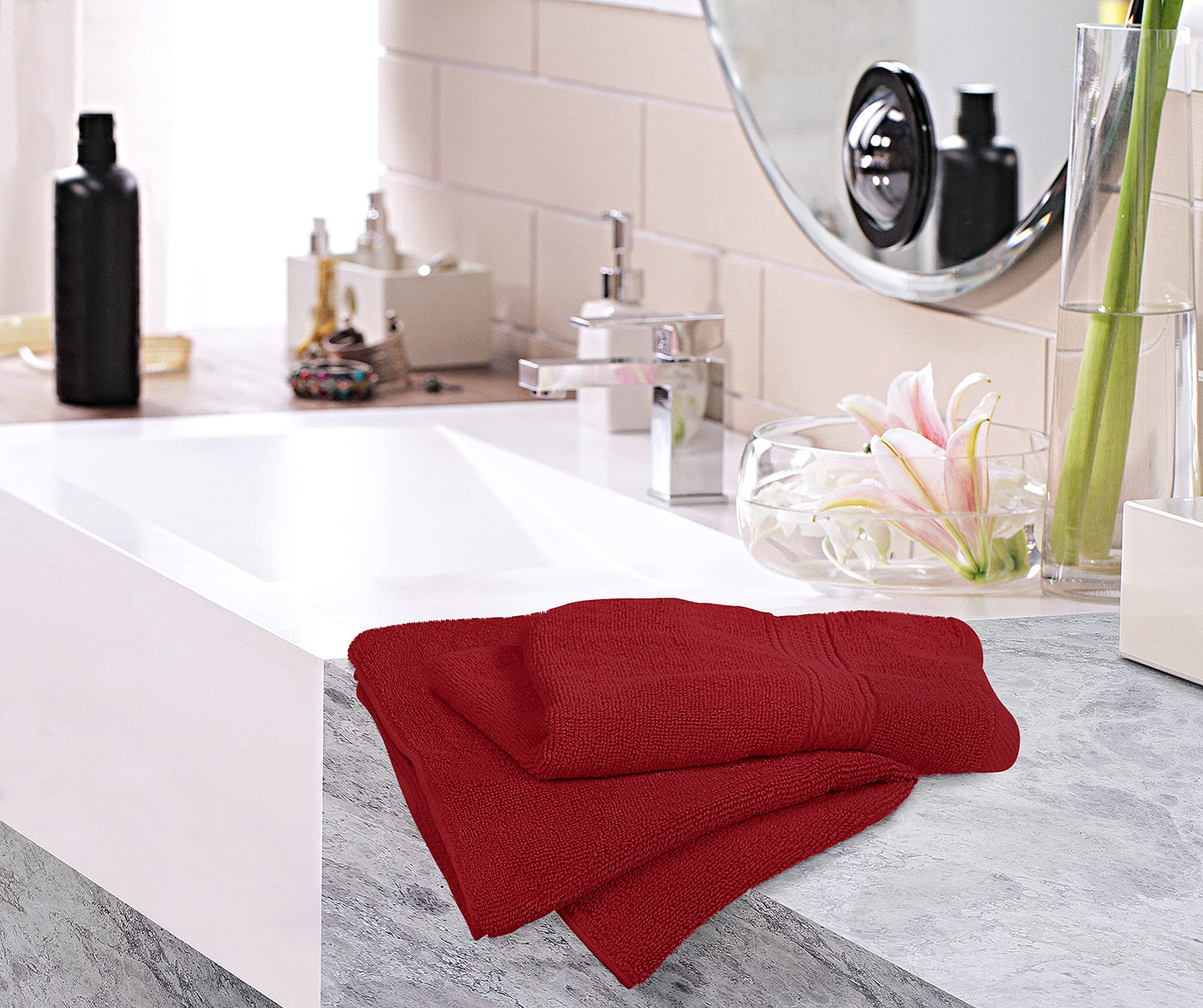 Utopia Towels Premium Red Towels - 100% Combed Ring-Spun Cotton, Ultra Soft and Highly Absorbent, 600gsm, 16" x 28", Hotel and Spa Quality Towels (Pack of 6) - UT0735