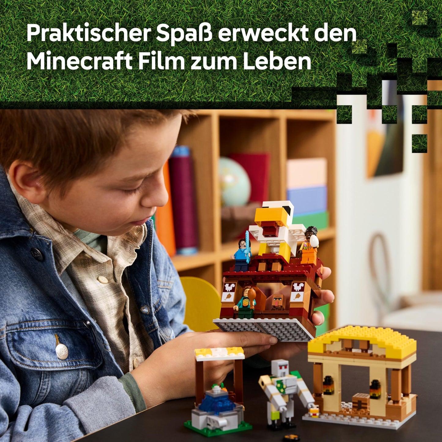 LEGO Minecraft Attack of the Ghast Balloon - Gaming Toy - Steve's House, 4 Minifigures - Iron Golem Figure & Exploding Fountain Function - Gift for Boys, Girls & Fans Ages 10 and Up - 21273