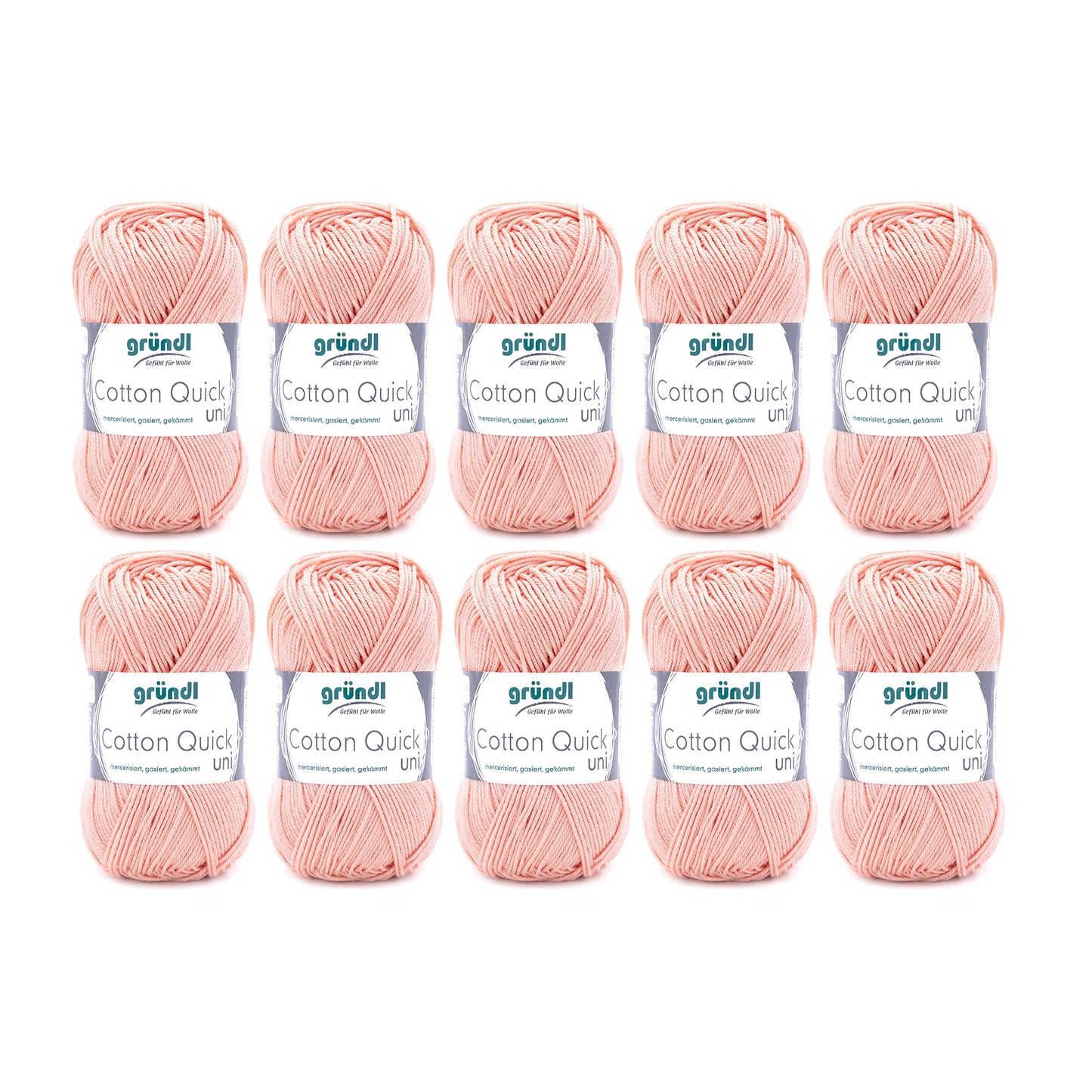 Gründl Wolle Cotton Quick uni - thin wool for crocheting - knitting yarn - crochet yarn - shiny and skin-friendly - 100% cotton - 10 balls 50 g / 125 m - needle size 3-4 - apricot - 865-134