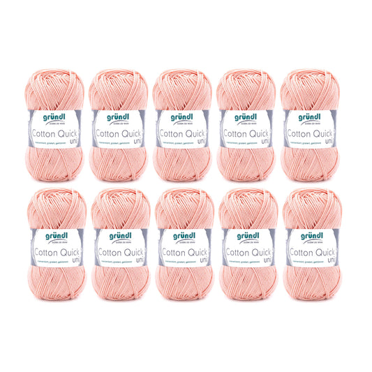 Gründl Wolle Cotton Quick uni - thin wool for crocheting - knitting yarn - crochet yarn - shiny and skin-friendly - 100% cotton - 10 balls 50 g / 125 m - needle size 3-4 - apricot - 865-134