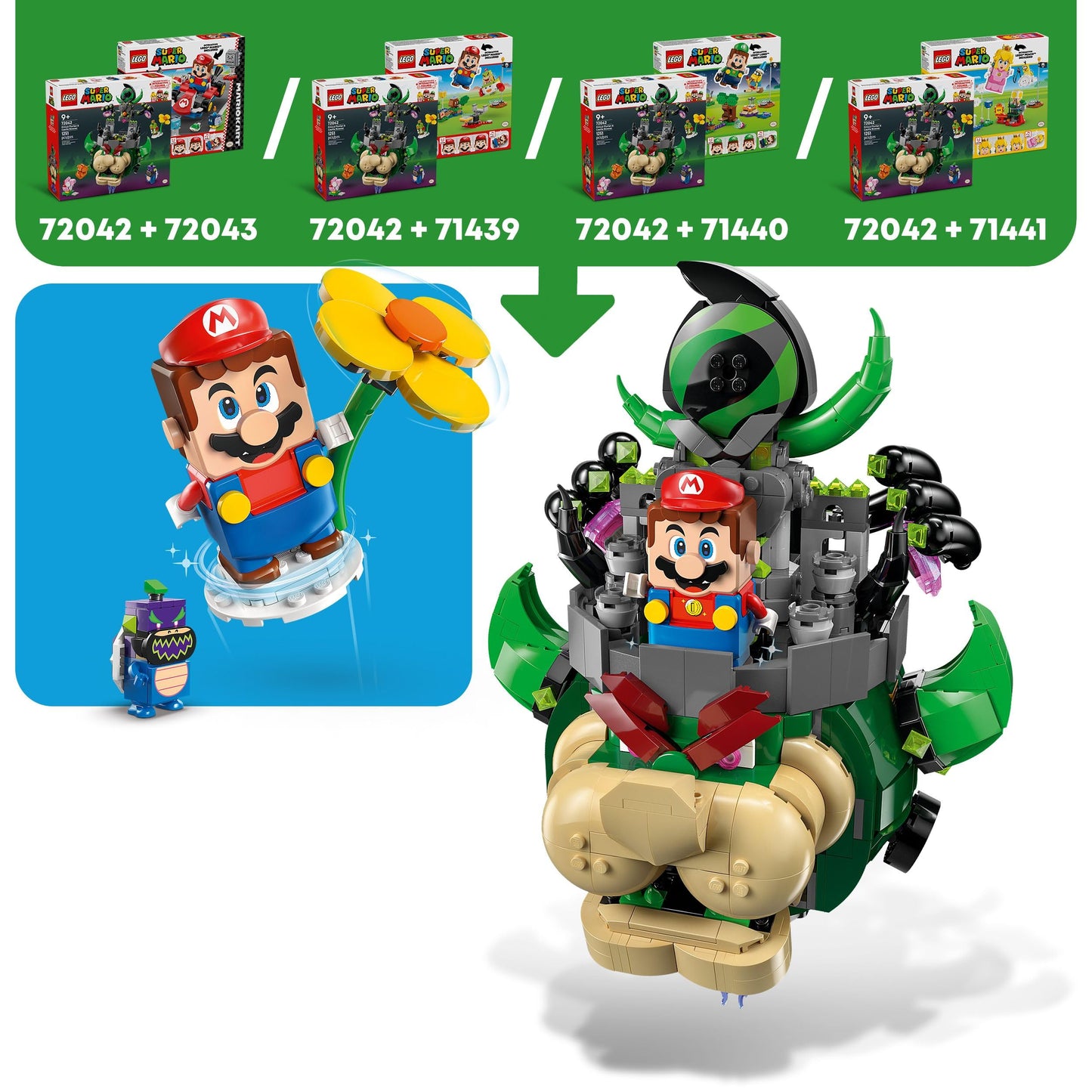 LEGO Super Mario Prince Florian & Castle Bowser - Interactive toy with 4 figures - Pink Yoshi & stand for playing and displaying - Gamer gift for boys and girls aged 9 and up - 72042