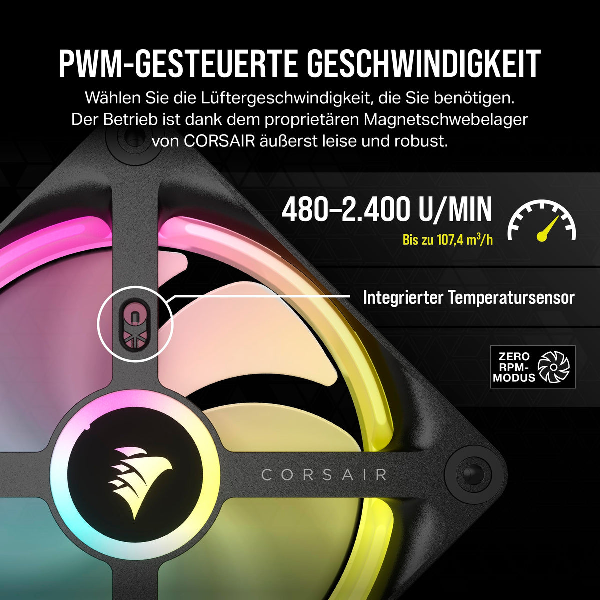 Corsair iCUE LINK QX120 RGB 120mm Magnetic Dome RGB Fan - Black - CO-9051001-WW