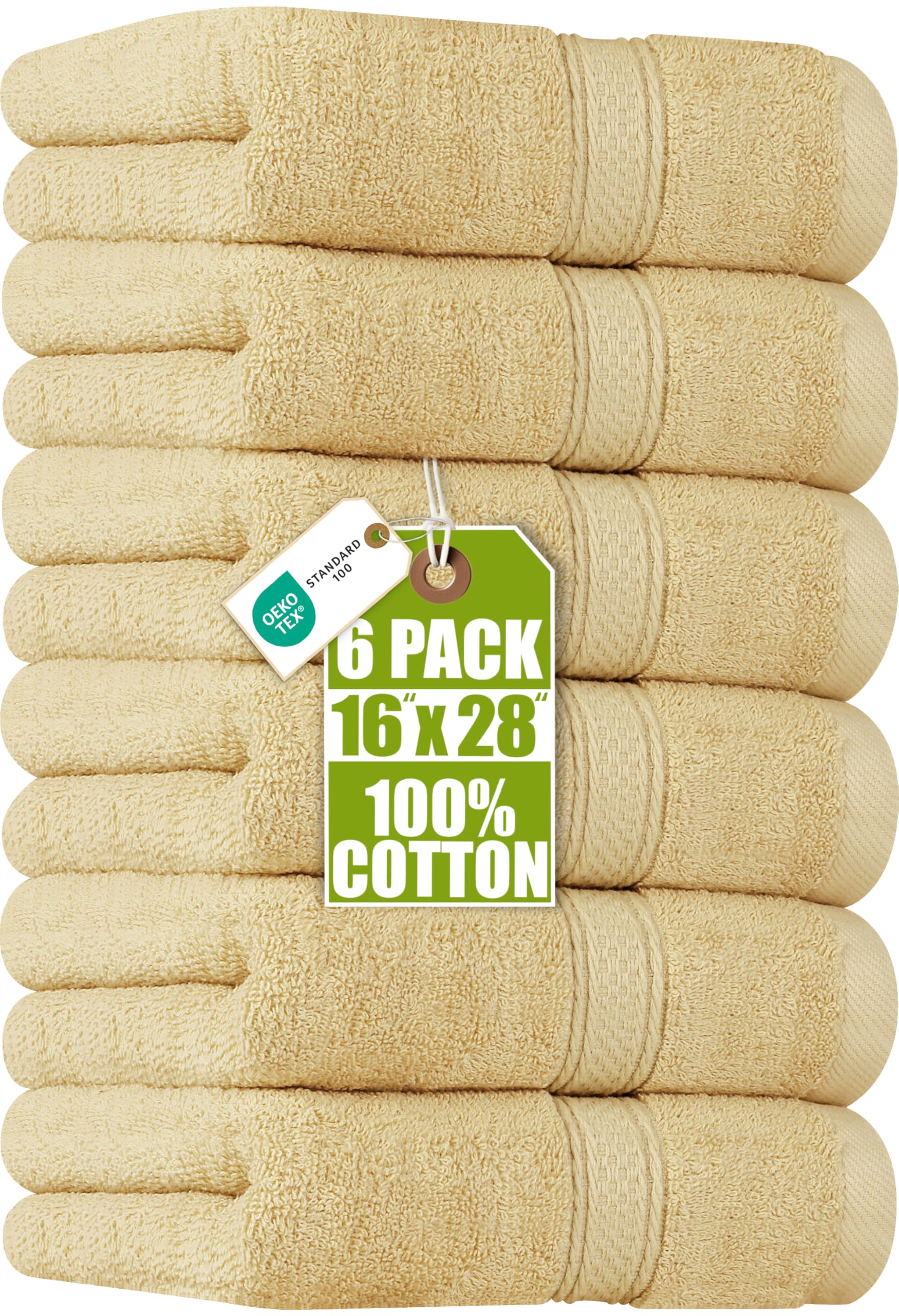 Utopia Towels - Set prosoape de mână din bumbac - 100% bumbac ultra moale și foarte absorbant, 41 x 71 cm - Set de 6 (Bej) - SC6
