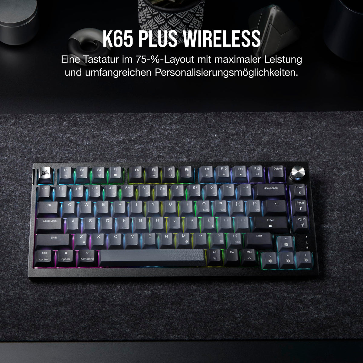 CORSAIR K65 Plus Wireless 75% RGB tastatur mecanică de gaming - CH-91D401L-DE