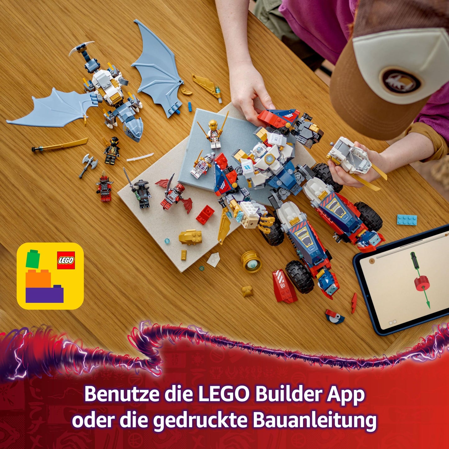 LEGO NINJAGO 4in1 Zane's Ultra Combi Mech - Toy with car model - Convertible into a jet or dragon figure - Incl. 6 minifigures - Building toy for boys and girls aged 9 and up 71834