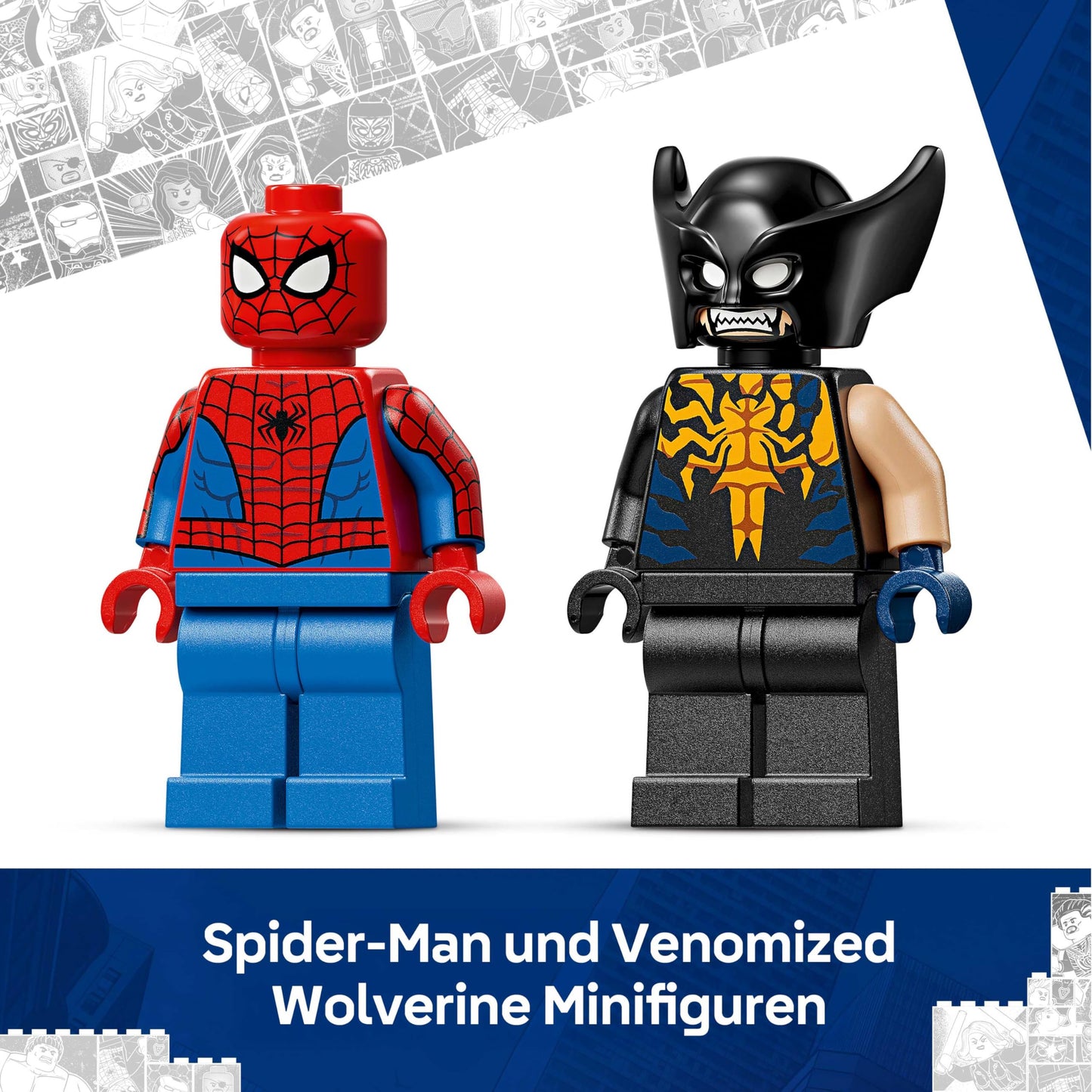 LEGO | Marvel Spider-Man Car vs. Venomized Wolverine - Superhero toy with toy car - Construction toy with 2 minifigures and 2 shooters - Gift for boys aged 7 and up - 76336