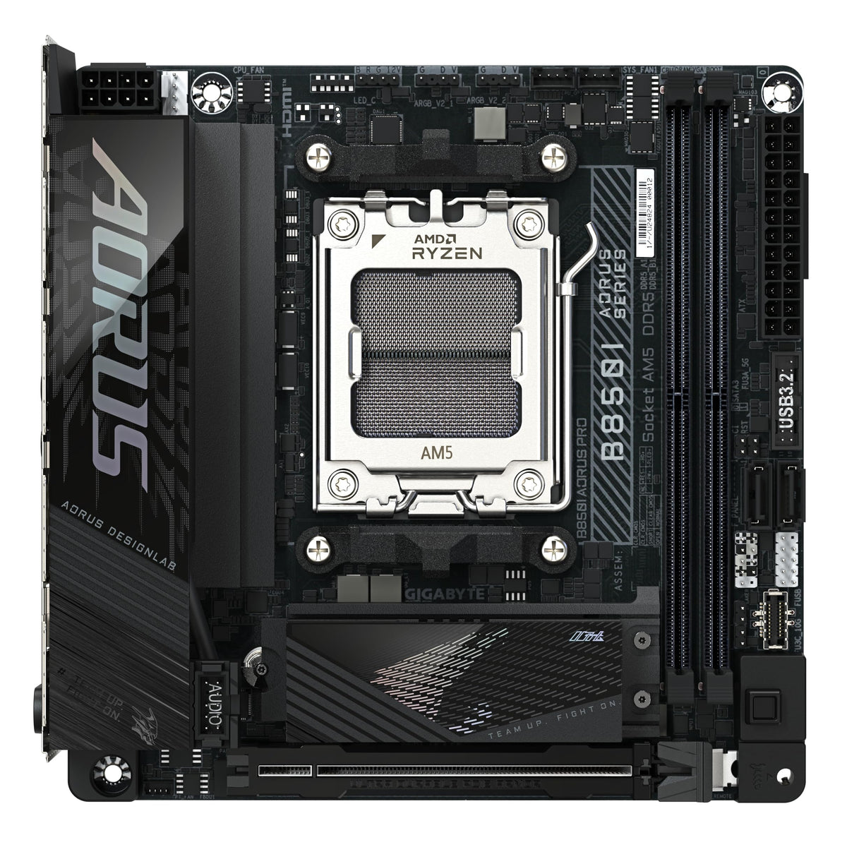 GIGABYTE B850I AORUS PRO Motherboard - Supports AMD Ryzen 9000 Series CPUs, 8+2+1 Phase Digital VRM, up to 8400MHz DDR5 (OC), 1xPCIe 5.0 + 1xPCIe 4.0 M.2, 2.5LAN, WiFi 7, USB 3.2 Gen 2