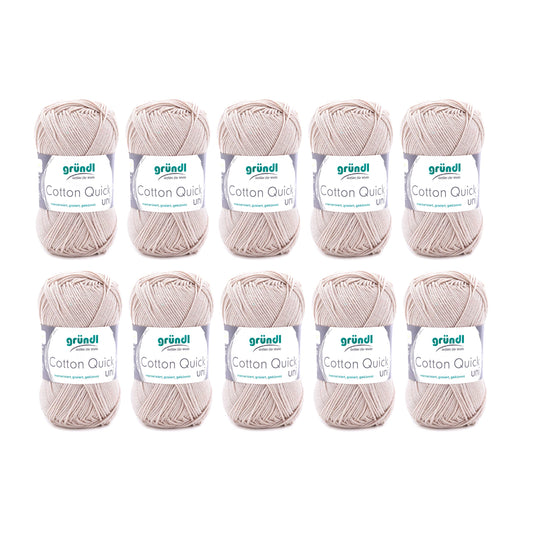 Gründl Wolle Cotton Quick uni - thin wool for crocheting - knitting yarn - crochet yarn - shiny and skin-friendly - 100% cotton - 10 balls 50 g / 125 m - needle size 3-4 - sand - 865-102