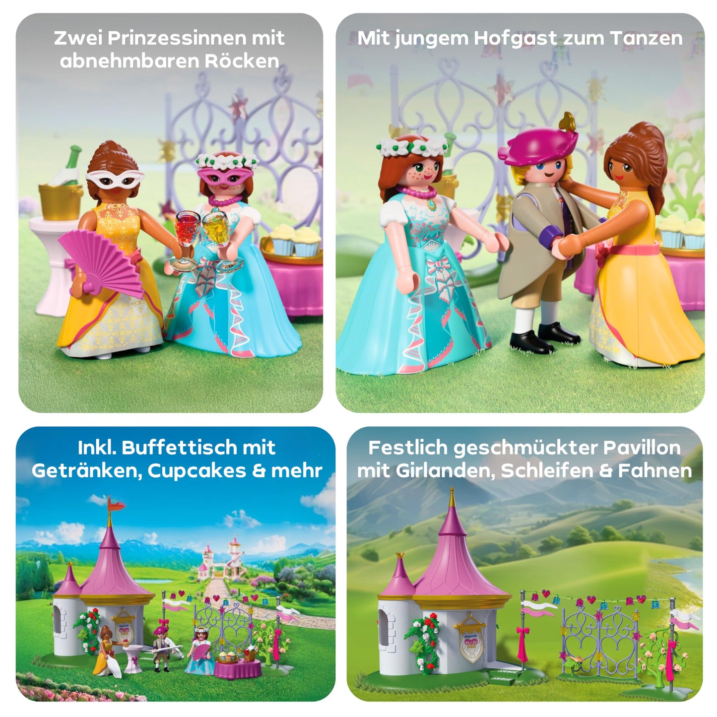 PLAYMOBIL | Princess | Masked ball in the pavilion | 3 figures with pavilion and buffet | Promotes creativity | Princess toy for ages 4+ | 72052