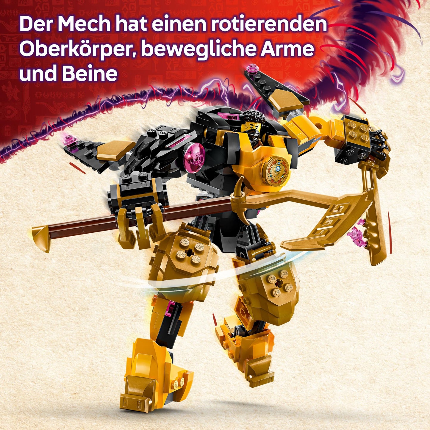 LEGO NINJAGO Arins Spinjitzumech - Ninja playset with movable mech figure, 2 minifigures and Baby Ryu dragon model - gift idea for boys and girls aged 7 and up - 71839