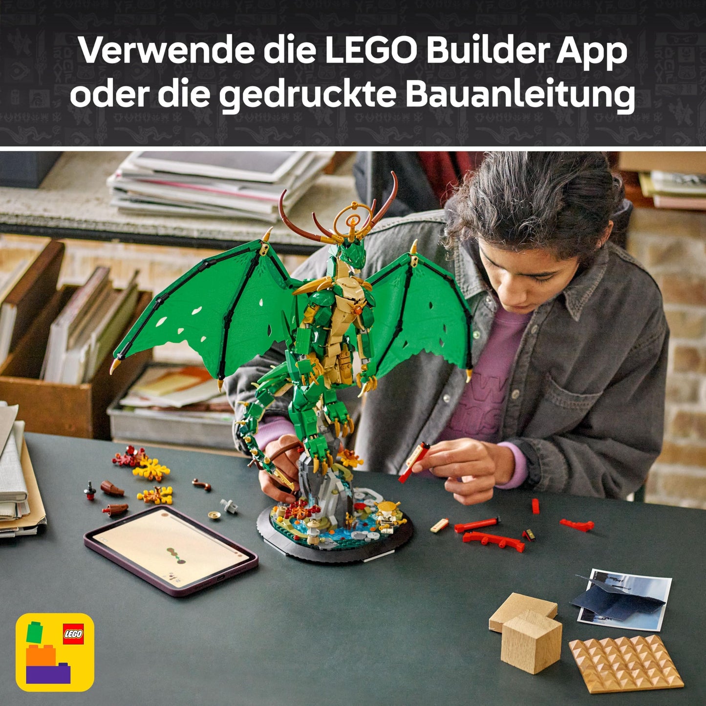 LEGO NINJAGO Guardian Dragon Building Set - With Dragon Figure, Master Wu Minifigure & Stand - Building Playset for Boys Ages 14+ & Teenagers 71847