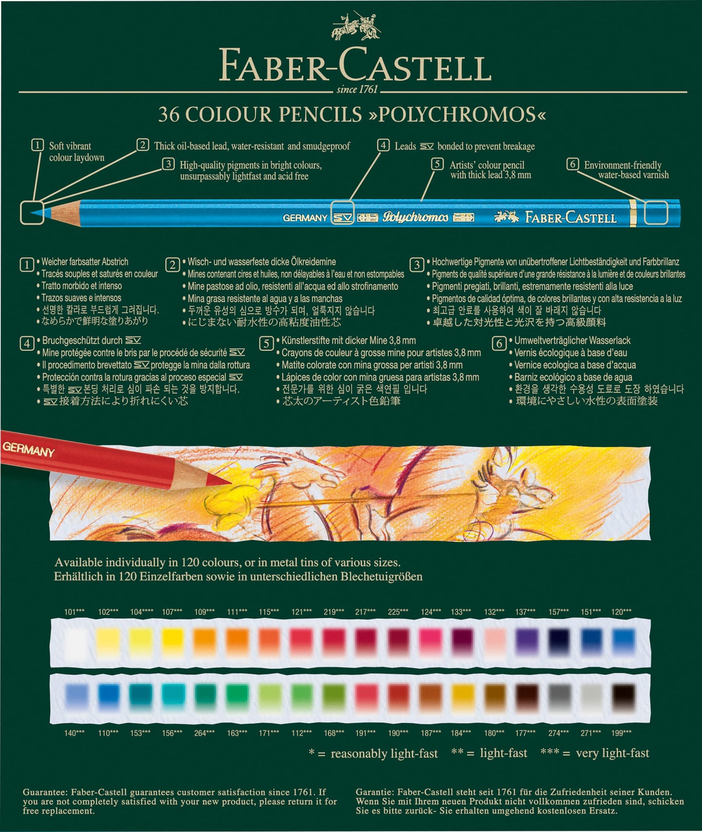 Faber-Castell - Polychromos colored pencils set 36 colors studio case - 110038