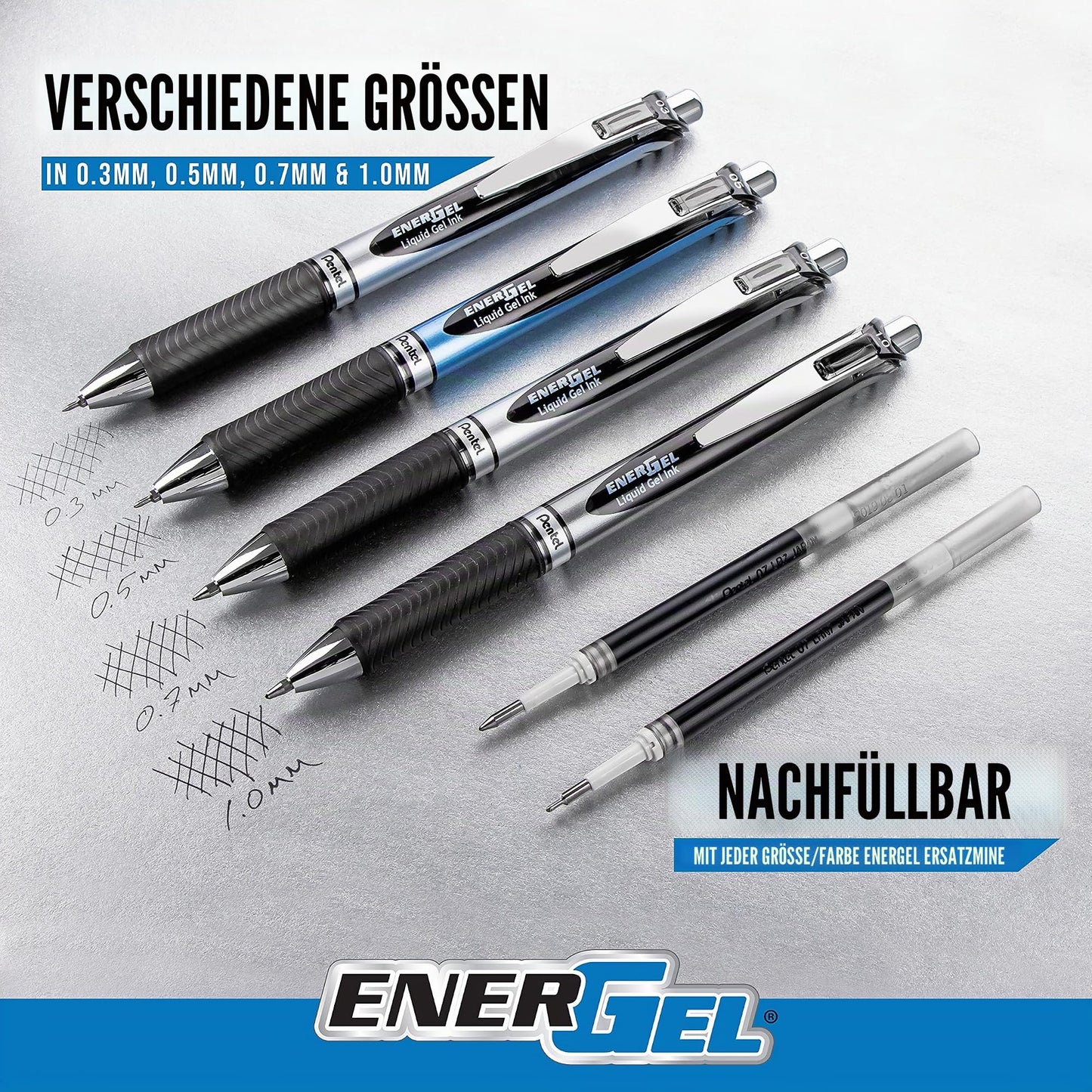 Pentel EnerGel XM BL77 gel pen with push mechanism, coral (pack of 12) - BL77-P3X-VE