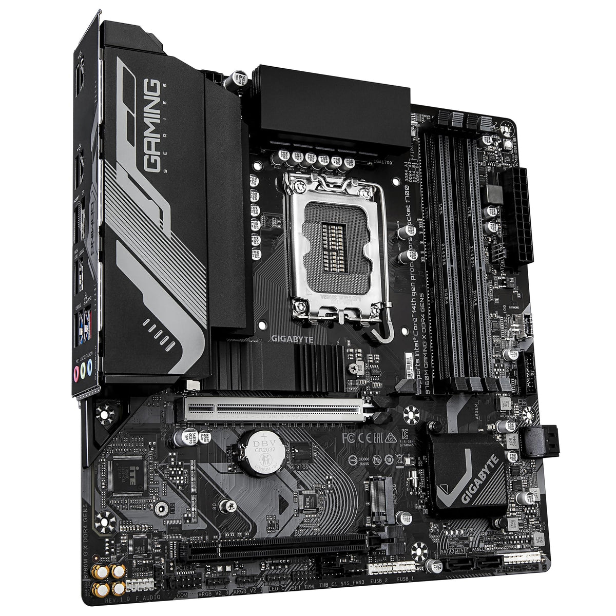 GIGABYTE B760M Gaming X DDR4 GEN5 Placă de bază – Suportă procesoare Intel Core de generația a 14-a, 8+1+1 faze VRM, până la 3200 MHz DDR4, 2 x PCIe 4.0 M.2, LAN 2.5 GbE, USB 3.2 Gen 1