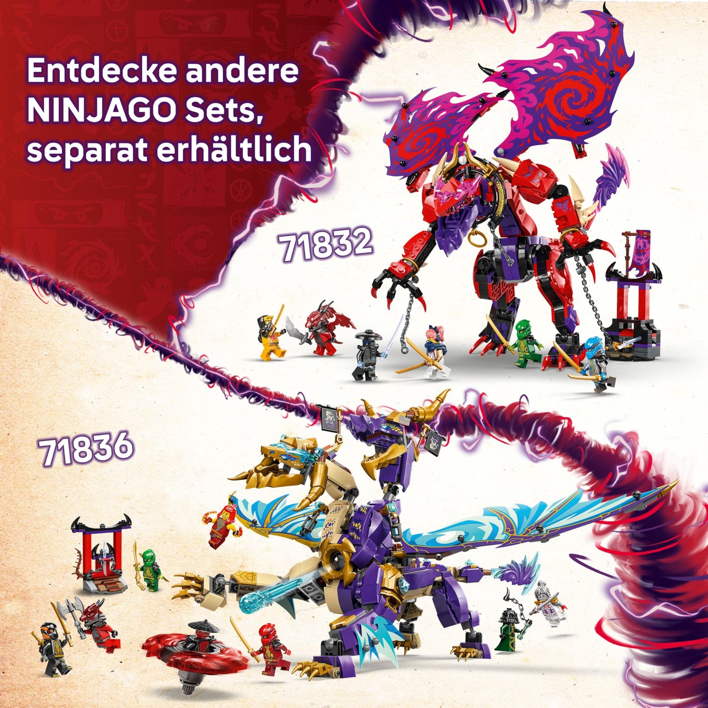LEGO NINJAGO arc dragon - toy with 8 minifigures and a Spinjitzu spinner - interactive ninja building toy for boys and girls aged 9 and up - gift idea for fans 71836