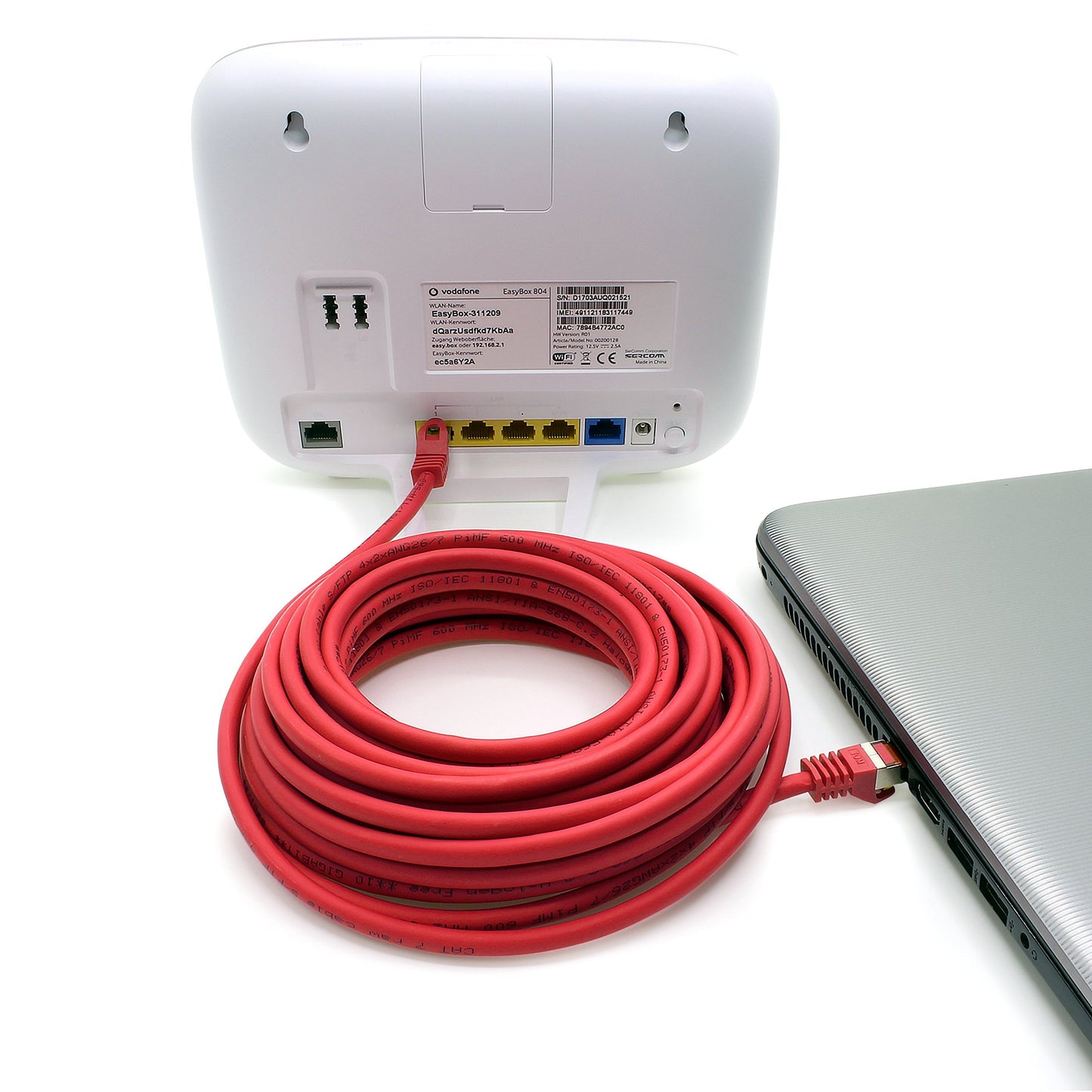 1aTTack.de Cat.7 network cable 7.5 m red pack of 5 Cat7 Ethernet cable network LAN cable raw cable 10 Gb s SFTP PIMF LSZH set patch cable with Rj 45 plug Cat.6a - 4251073616292