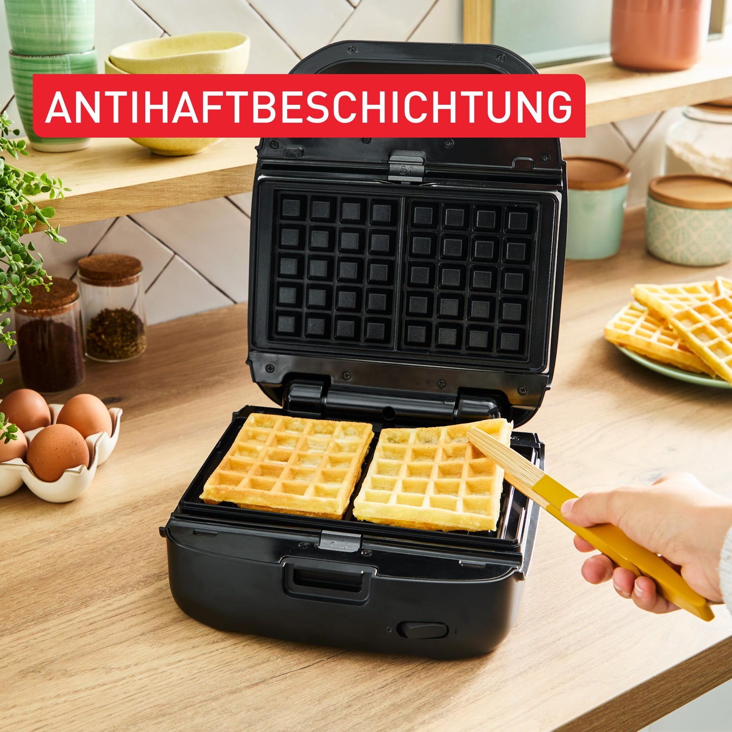 Tefal Snack Collection Sandwich and Waffle Maker, 700W, 2 Removable Plate Sets Included, Non-Stick Coating, Space Saving, Includes Recipe Books, Black/Blue, SW8674F0