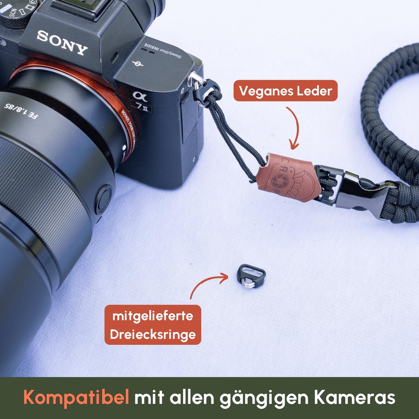 C-Rope camera hand strap The Claw made of hand-woven paracord. Camera strap with quick release system (Silent Black) - CRP-CLW-030-BLK