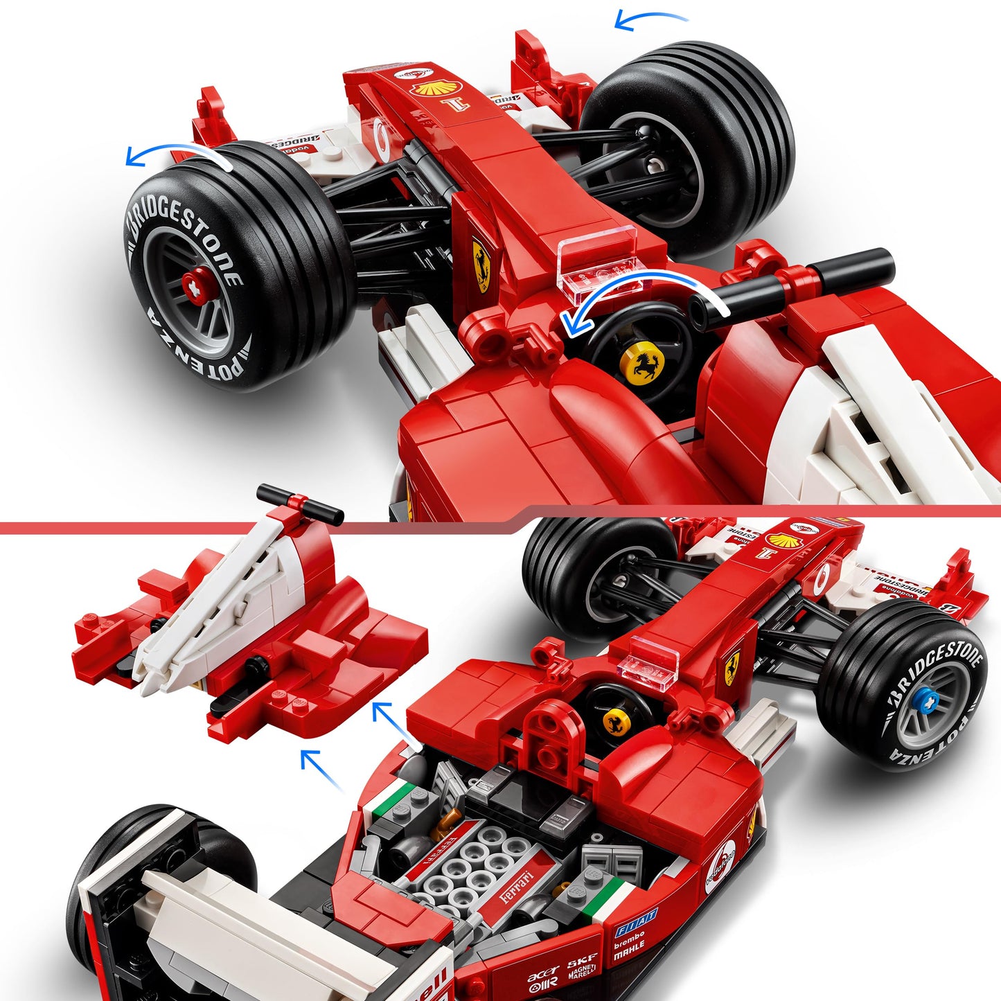 LEGO Icons Ferrari F2004 and Michael Schumacher - F1 racing car model building for adults - F1 model car set with V10 engine & collectible driver minifigure - Formula 1 gift for motorsport fans - 11375